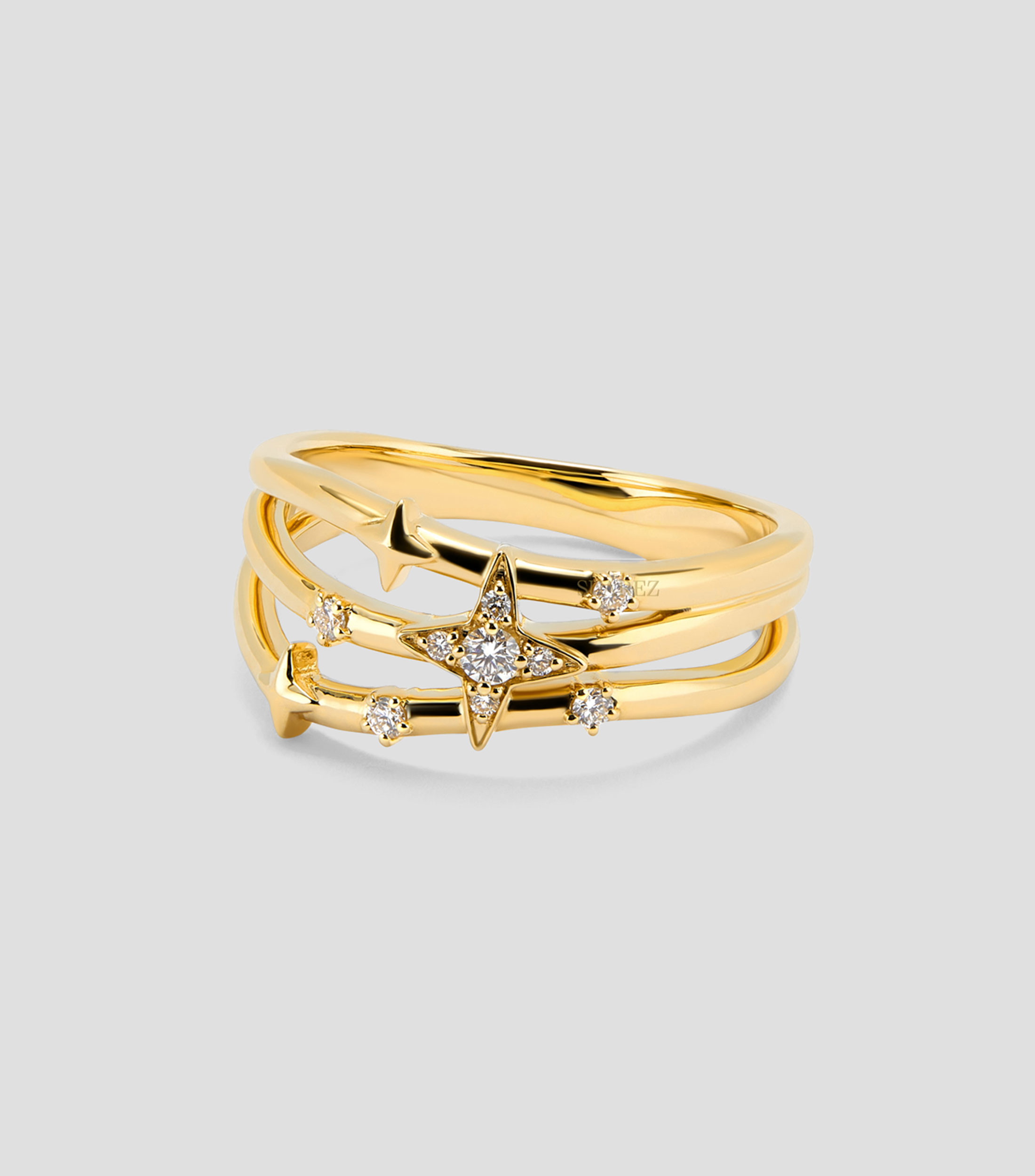 Anillo en oro amarillo de 18 kilates Orión con diamantes Mujer