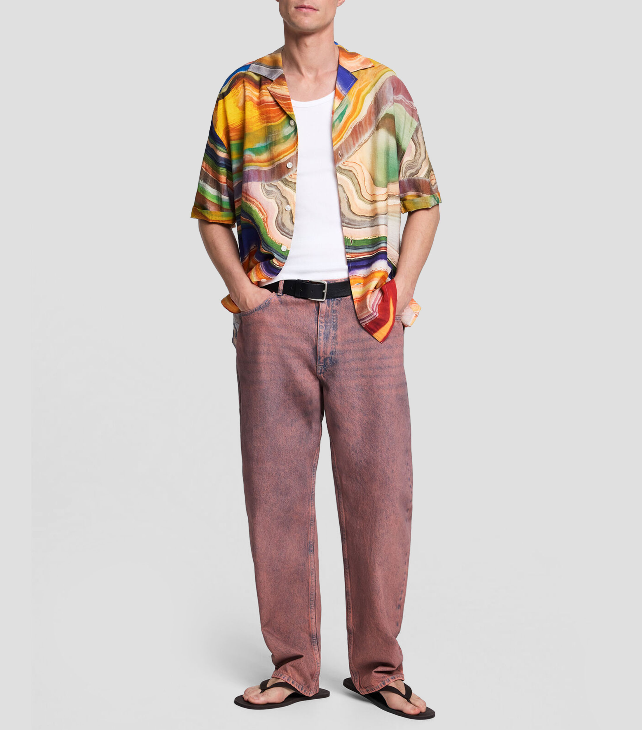 Camisa estampada manga corta Hombre