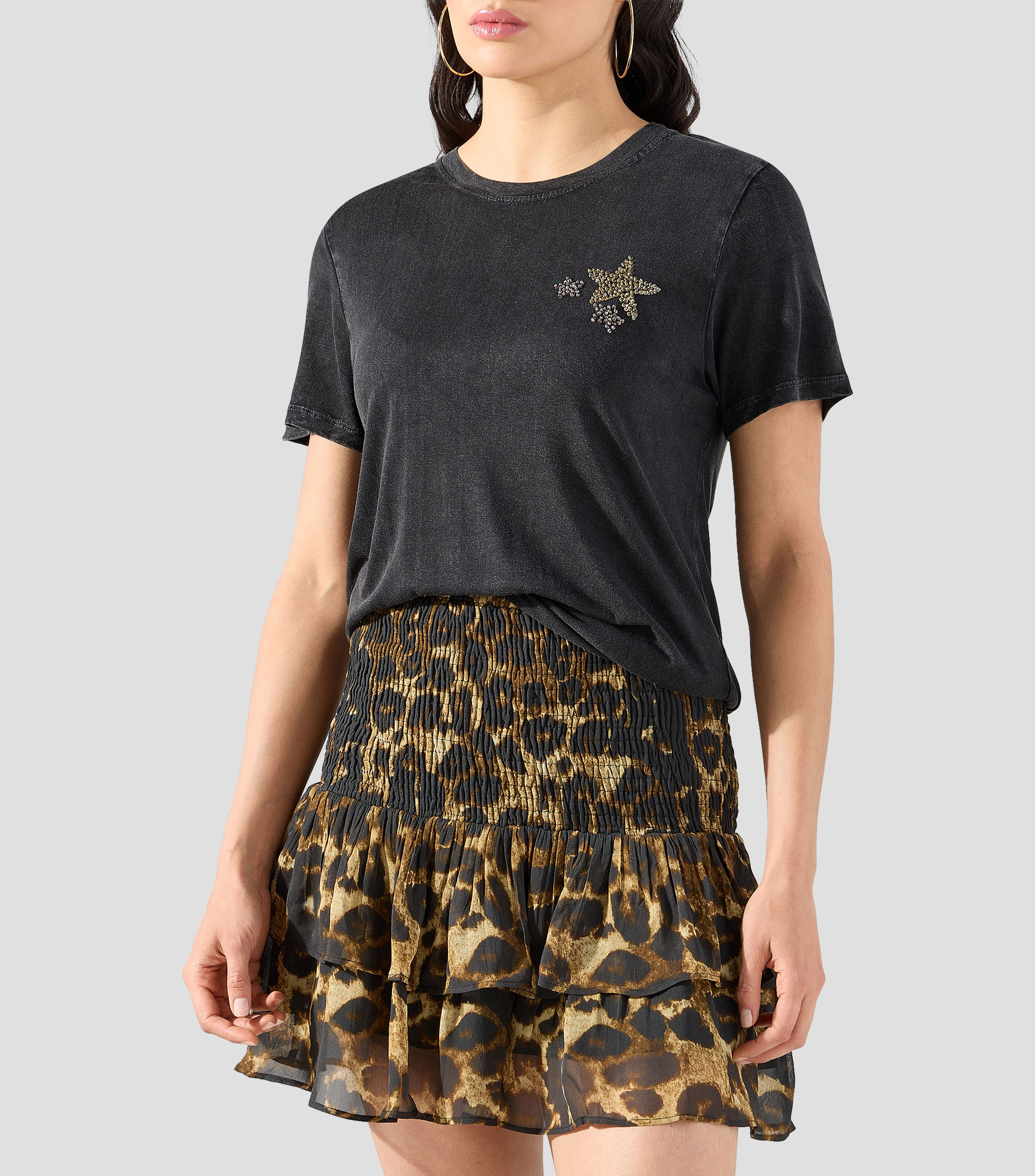 Playera cuello redondo manga corta lisa Mujer
