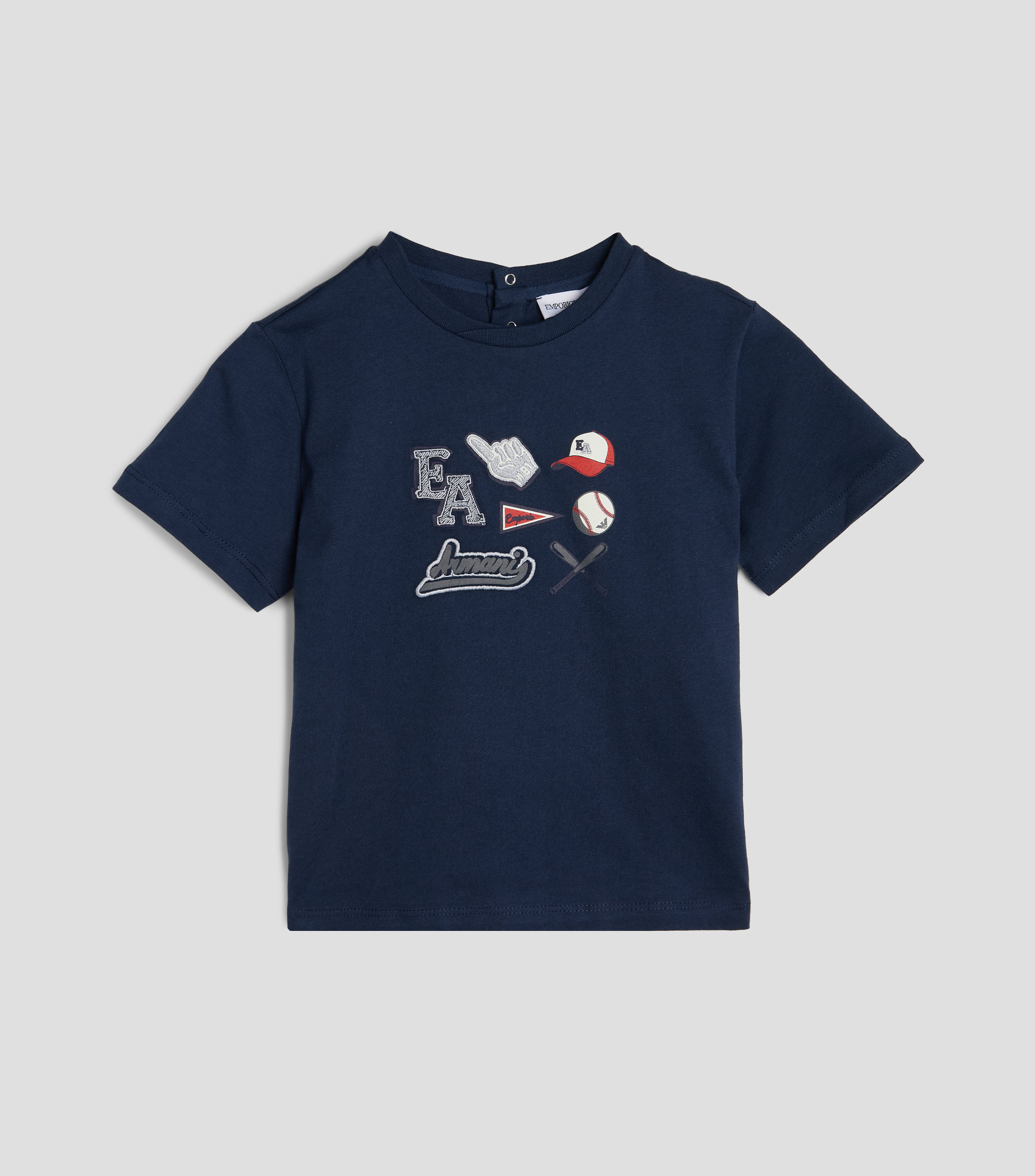 Playera de cuello redondo con manga corta estampada Bebé