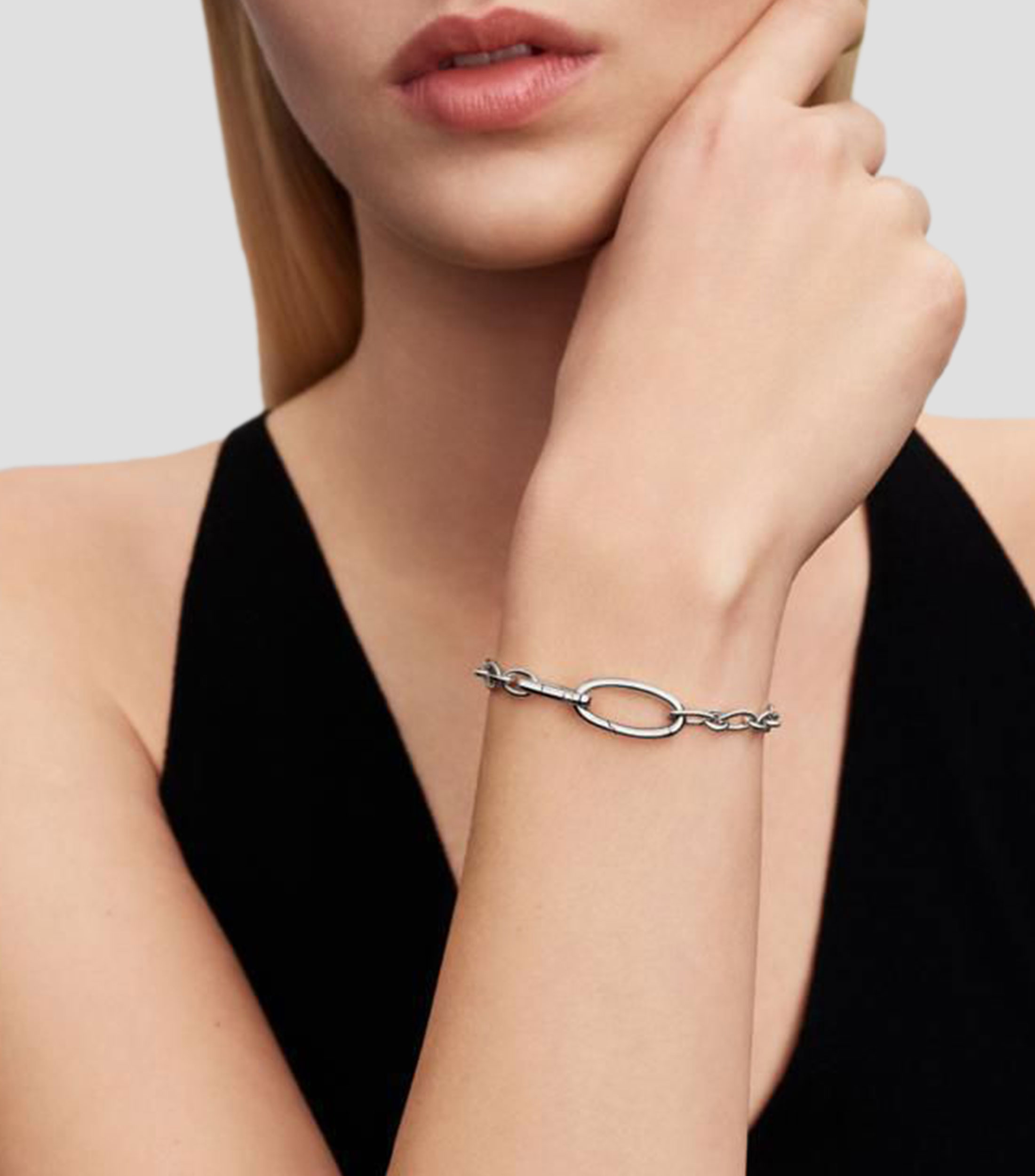 Brazalete en plata con eslabones Mujer