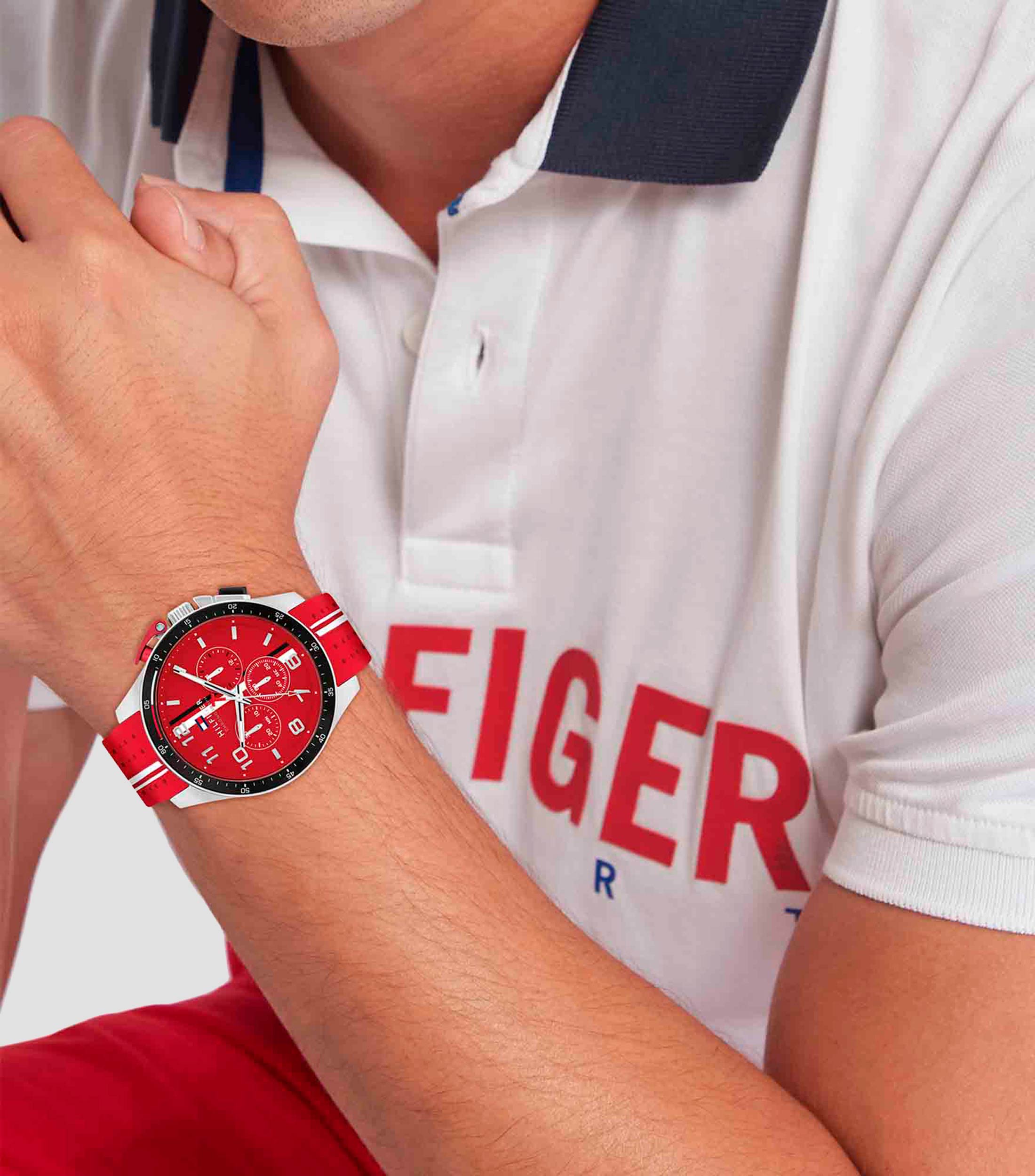 Reloj para Hombre Bank Deportivo, Plateado, Rojo