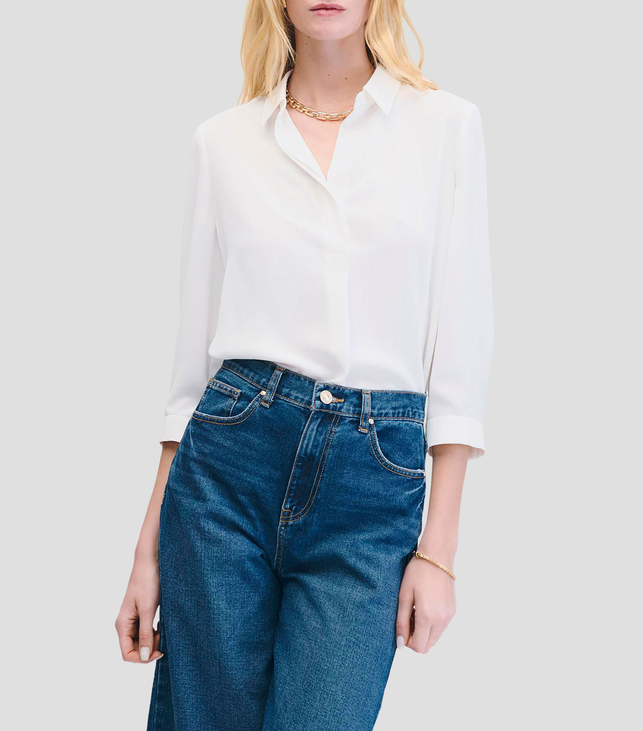 Blusa Camisera Manga 3/4 Mujer