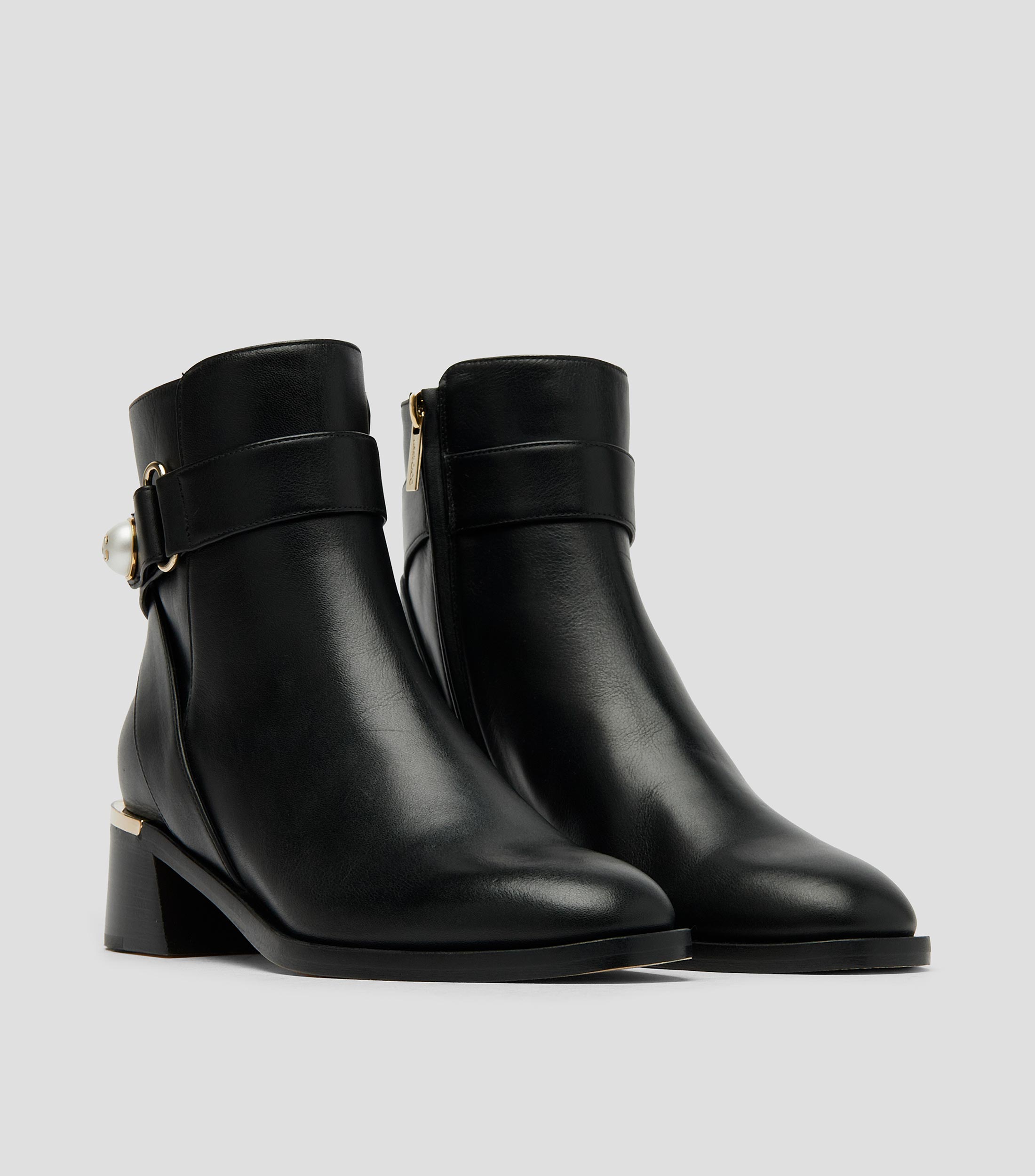 Botines Noor en piel con tacón bajo cuadrado Mujer