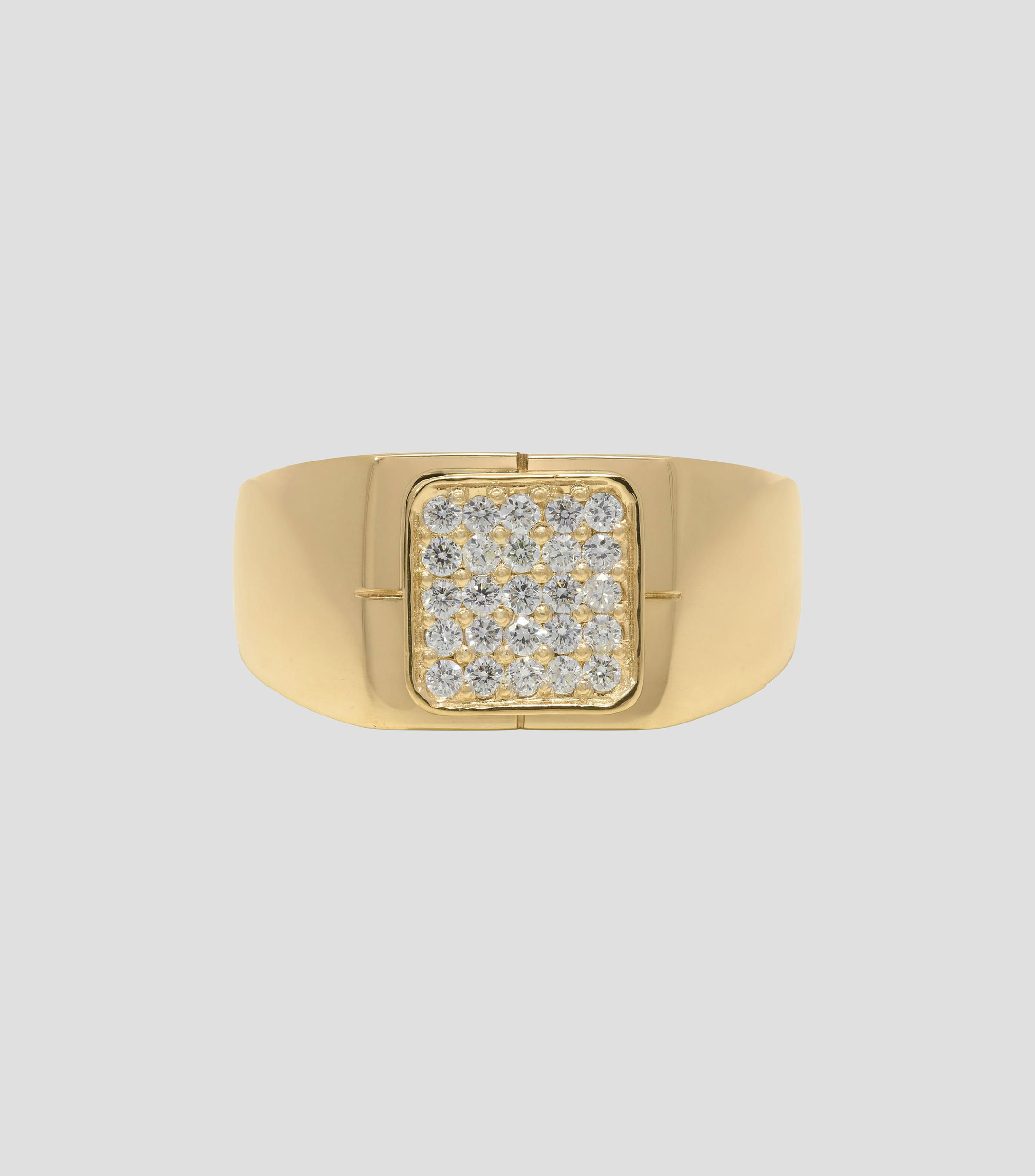 Anillo en oro amarillo de 14 kilates con diamantes Hombre
