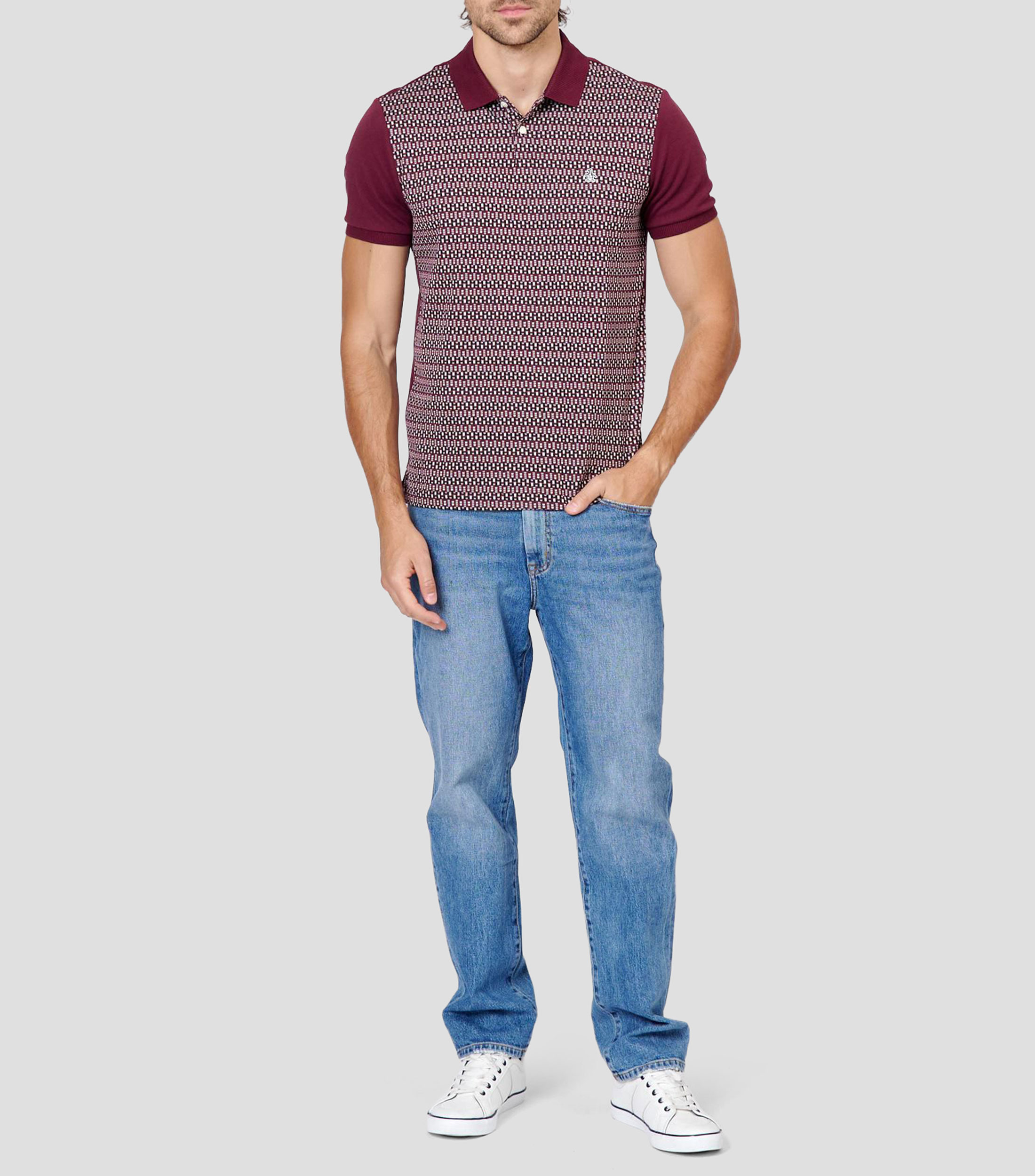 Playera tipo polo manga corta microdiseño Hombre