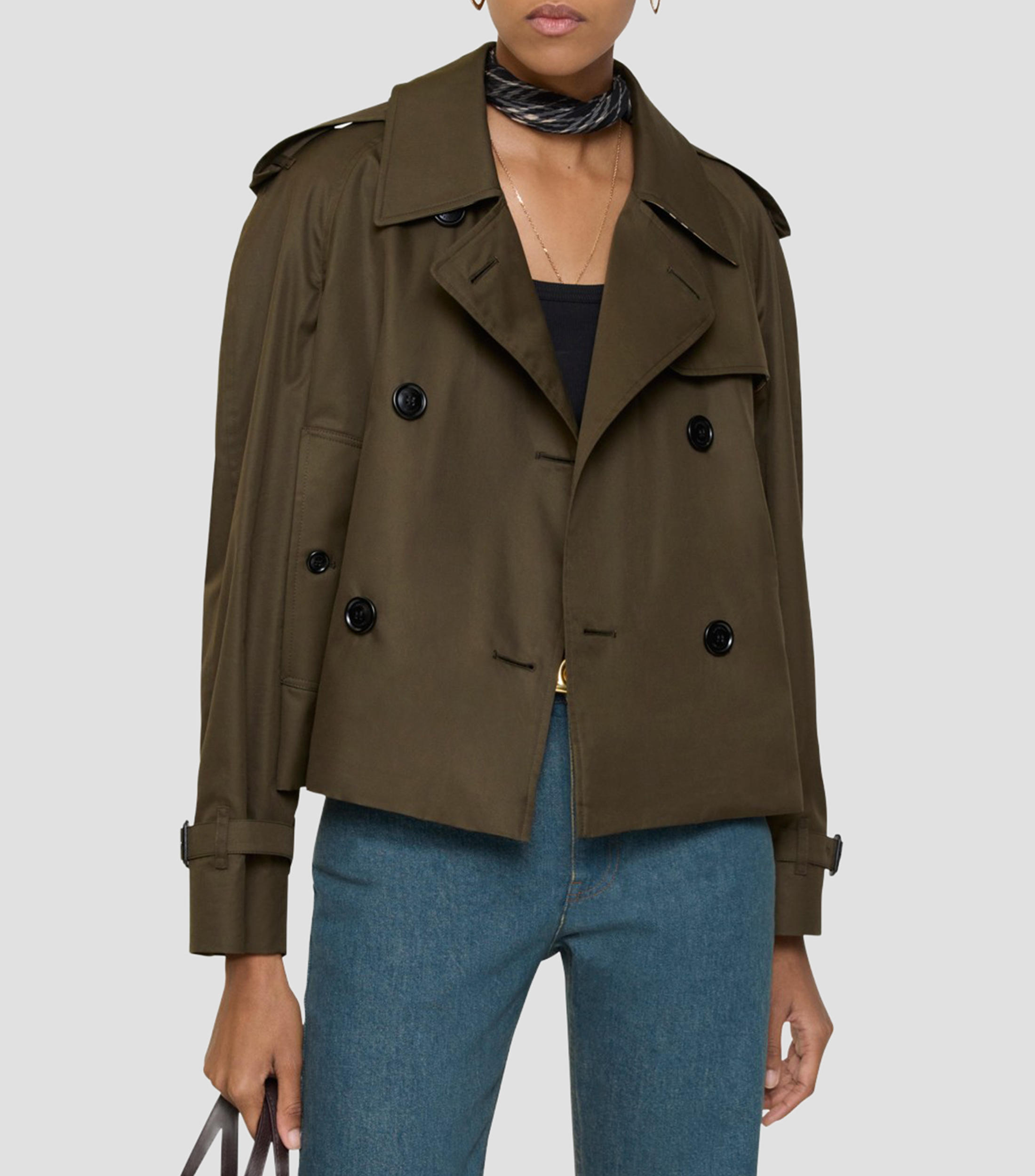 Gabardina corta con botones Mujer