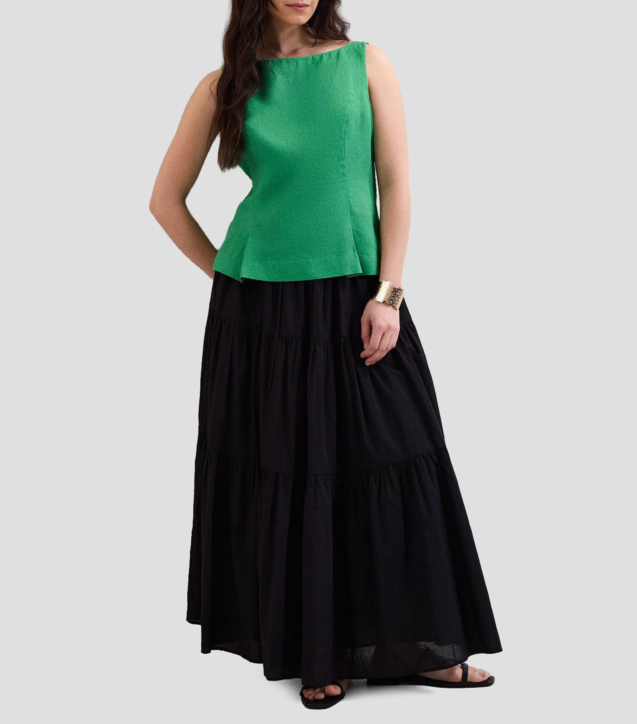 Blusa lisa sin mangas Mujer