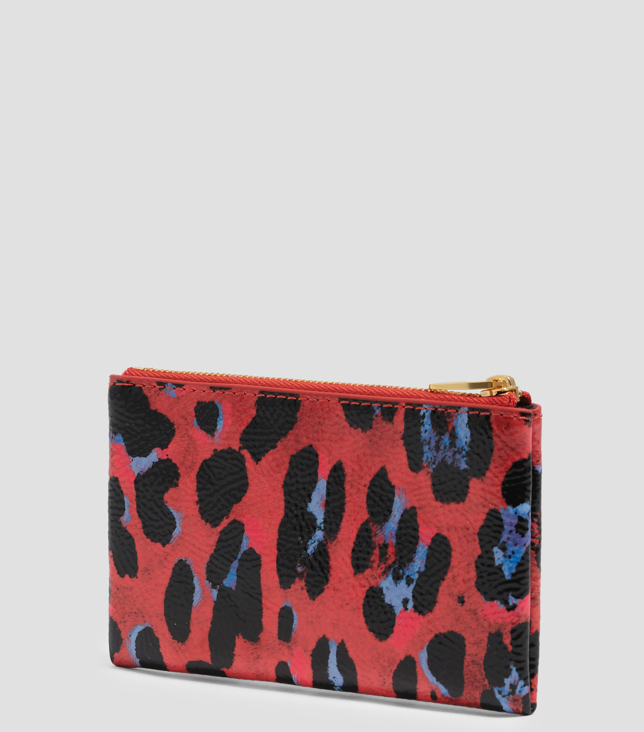 Monedero textura brillo print Leopard rojo amapola Mujer
