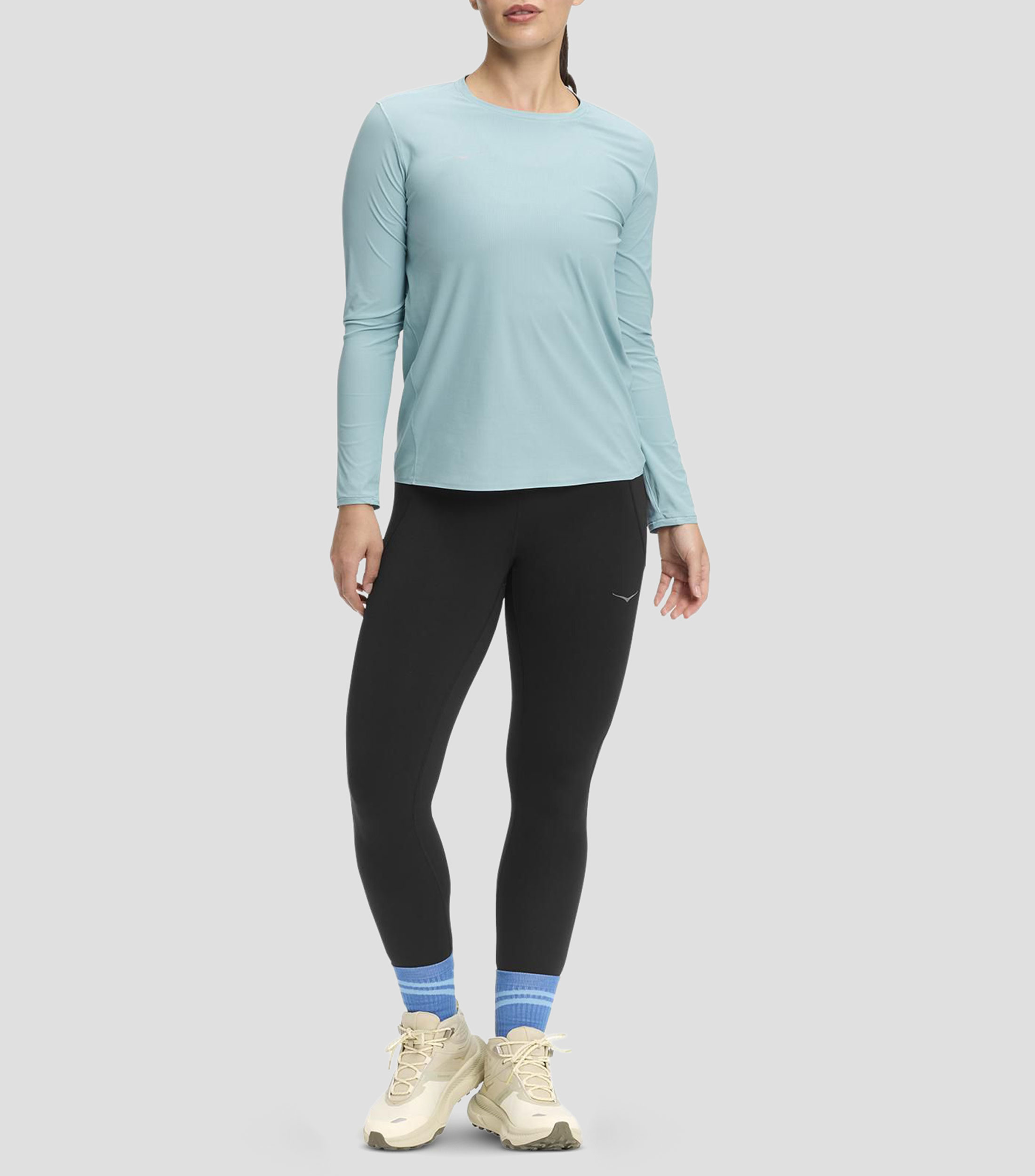 Playera para correr cuello redondo manga larga lisa Mujer