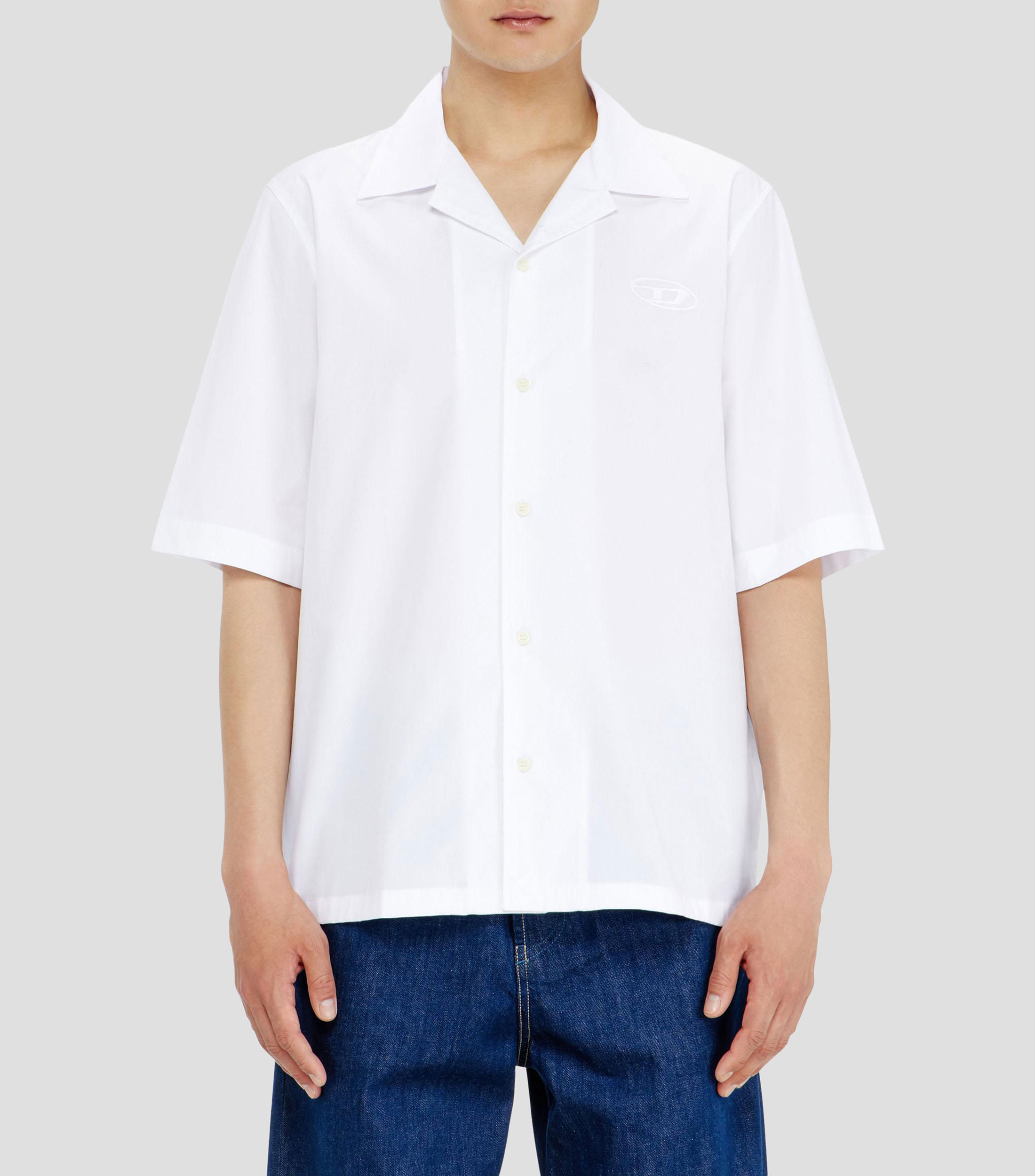 Camisa lisa manga corta Hombre