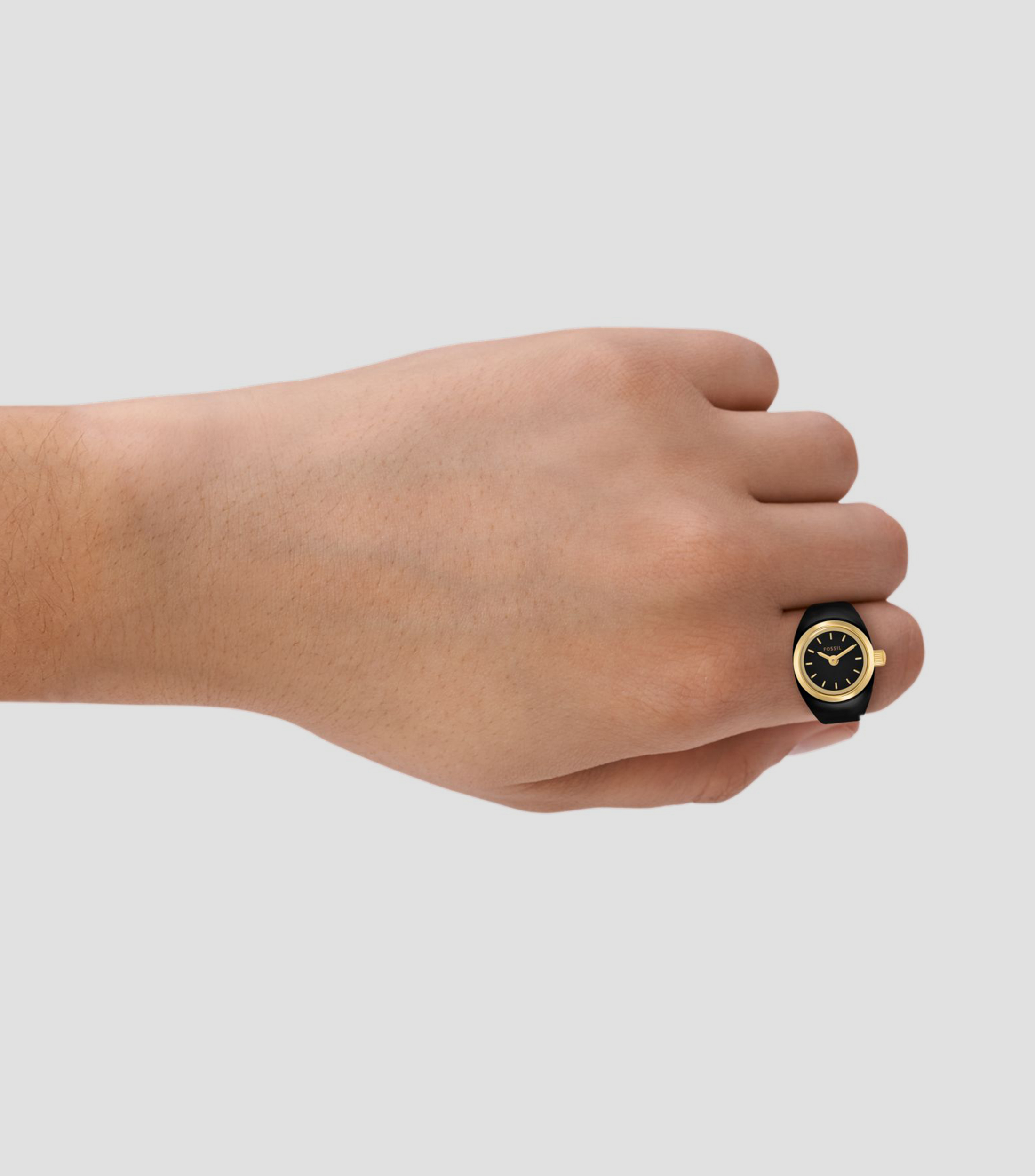 Reloj Anillo para Mujer Casual Negro, Dorado
