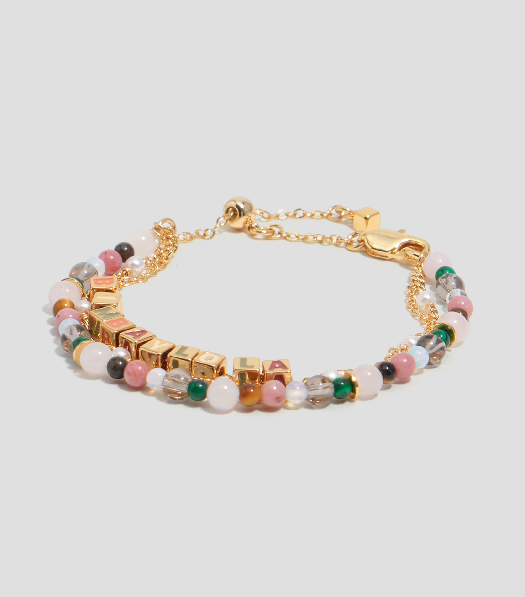 Pulsera logo dado triple cadena y piedras multicolor Mujer