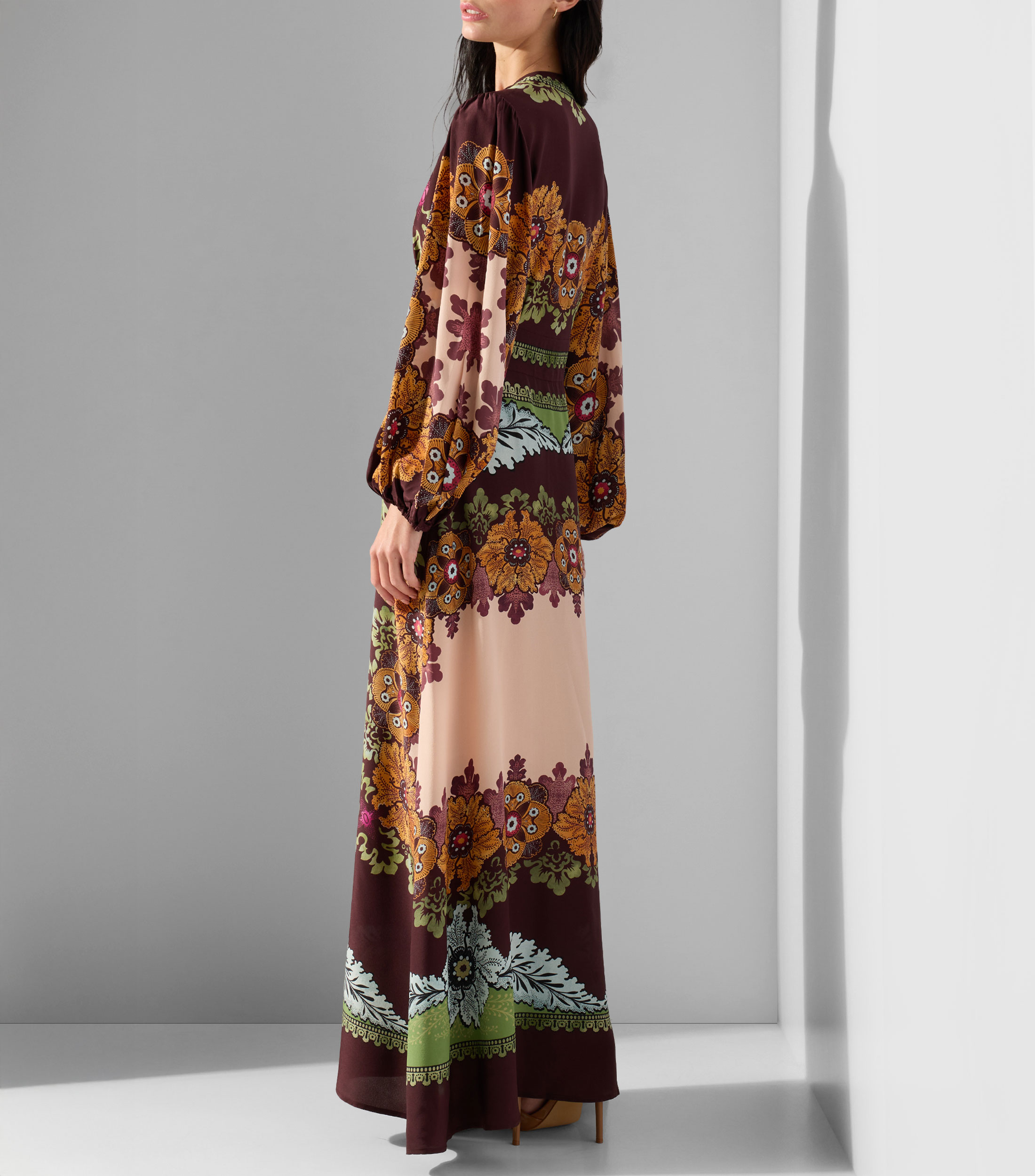 Vestido largo con manga larga estampado Camerino Mujer