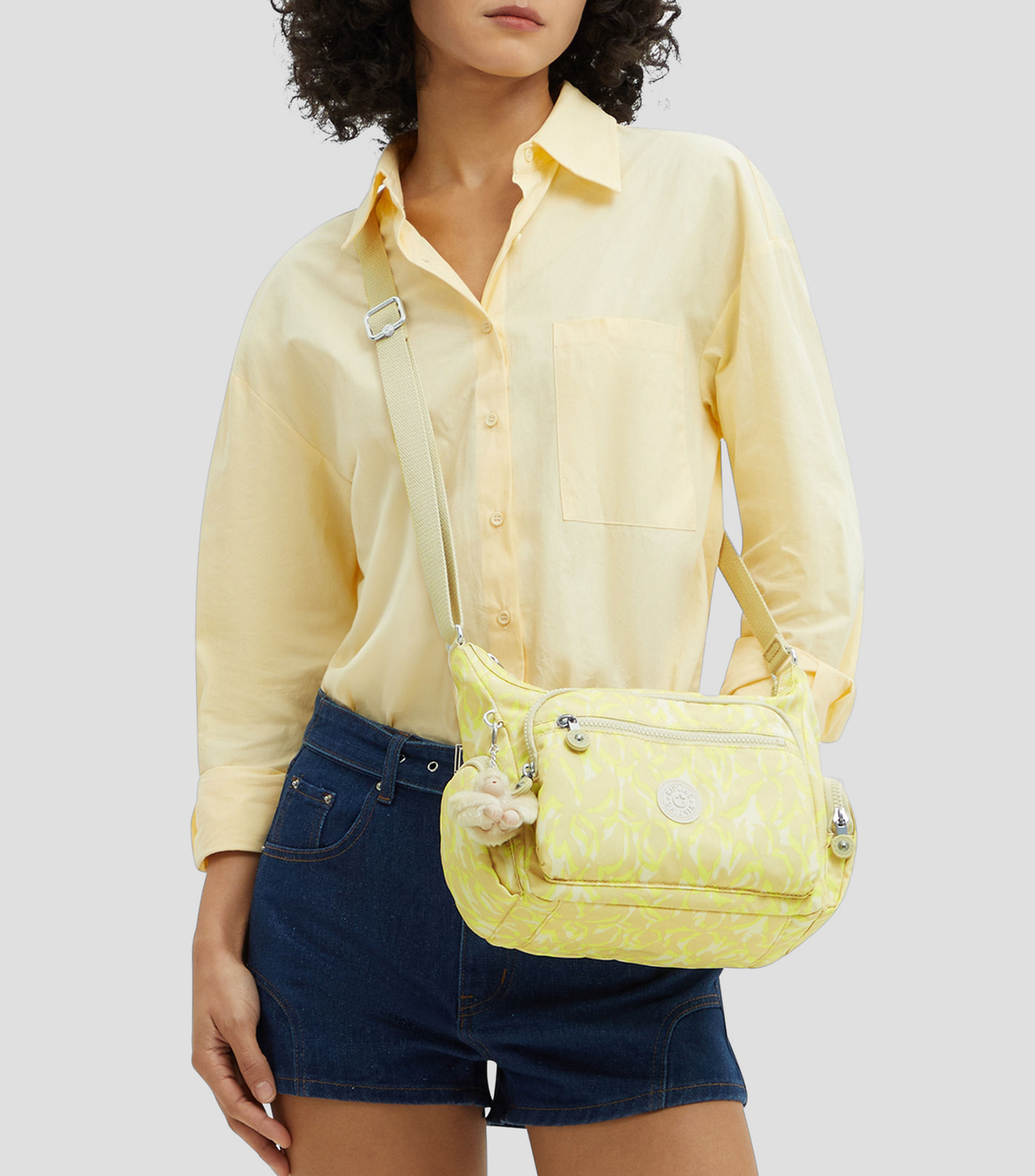 Bolsa crossbody amarilla Gabbie con palmas Niña