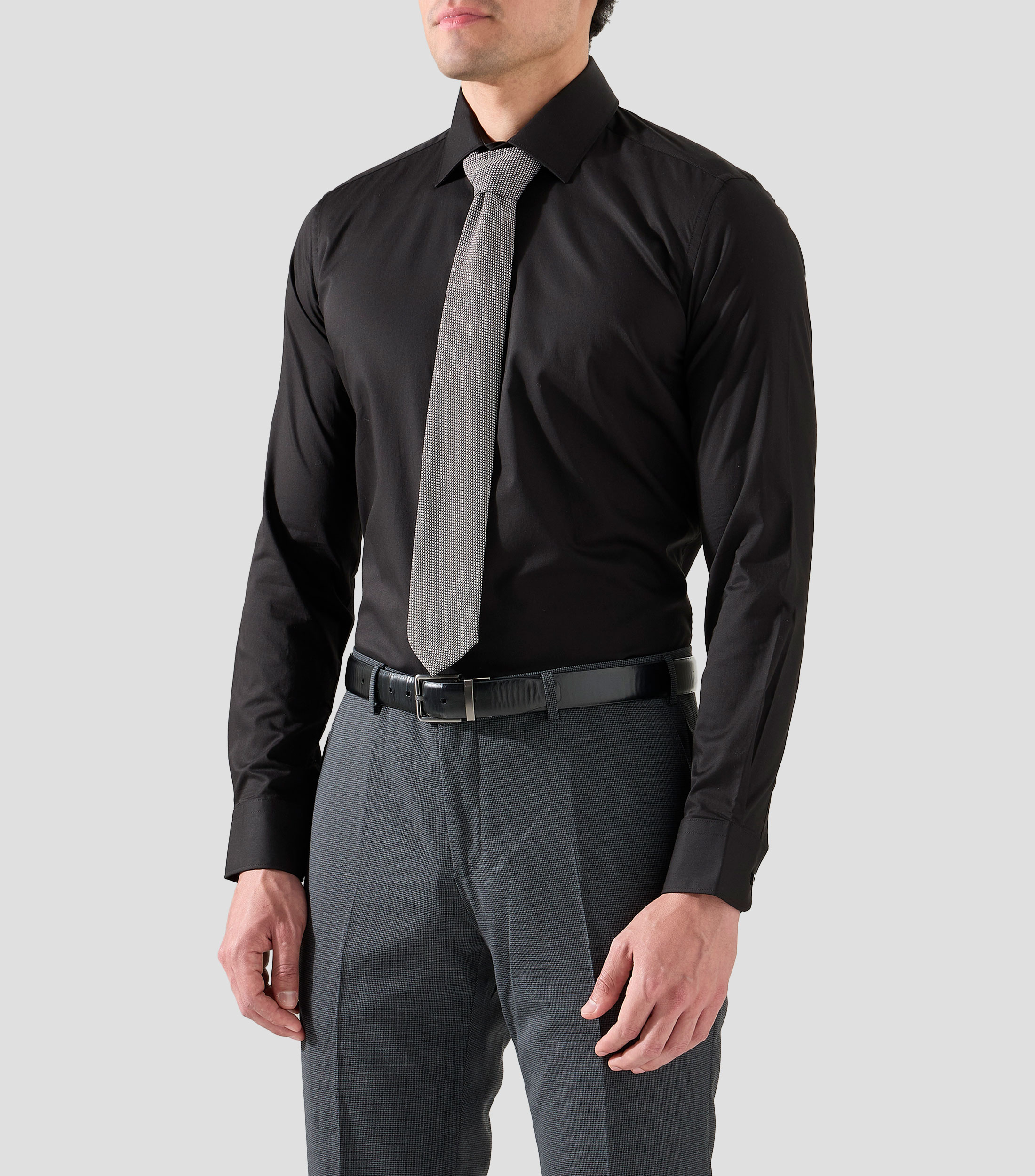 Camisa lisa con manga larga Hombre