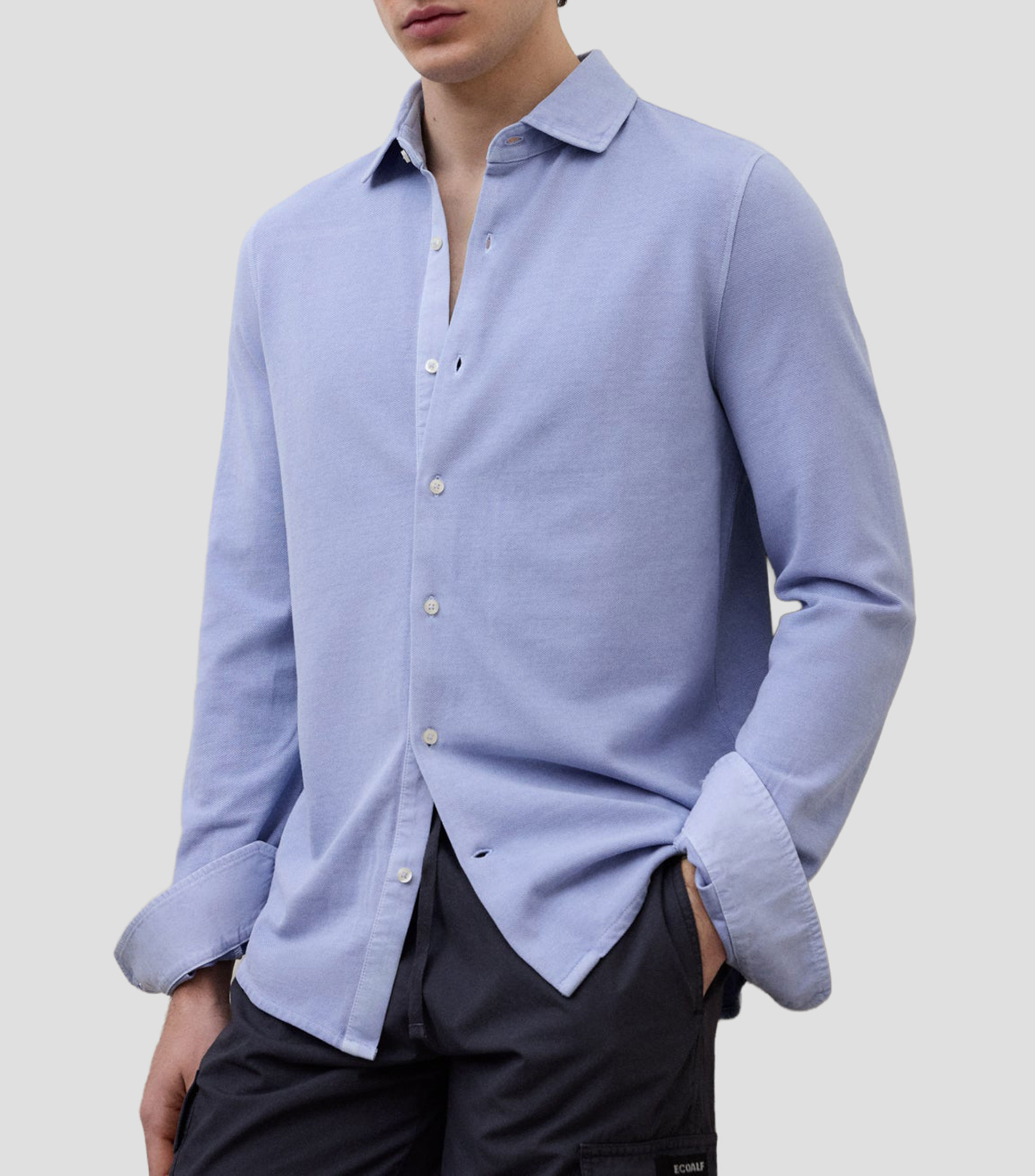 Camisa lisa de manga larga Hombre