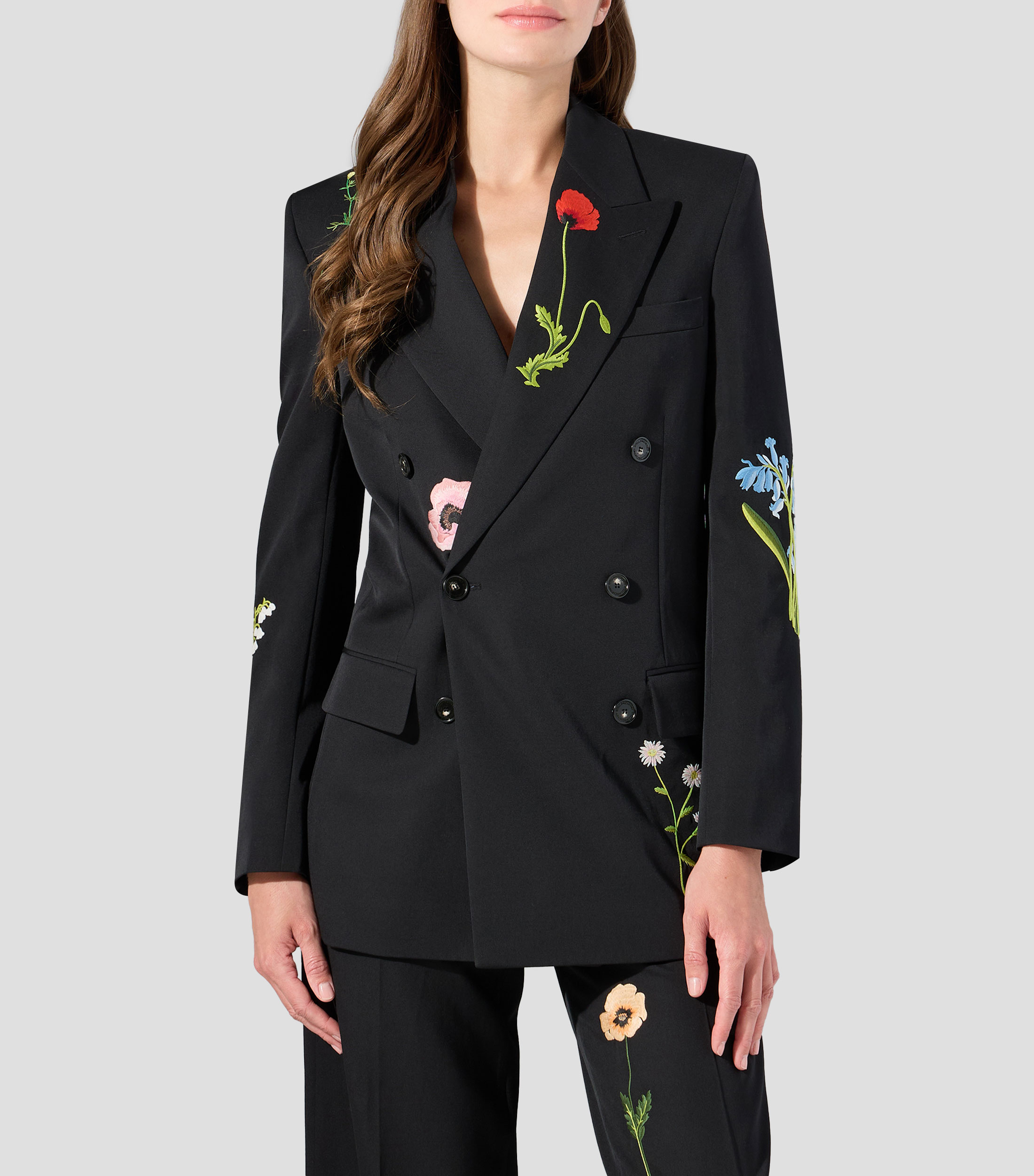 Blazer con bordado floral Mujer