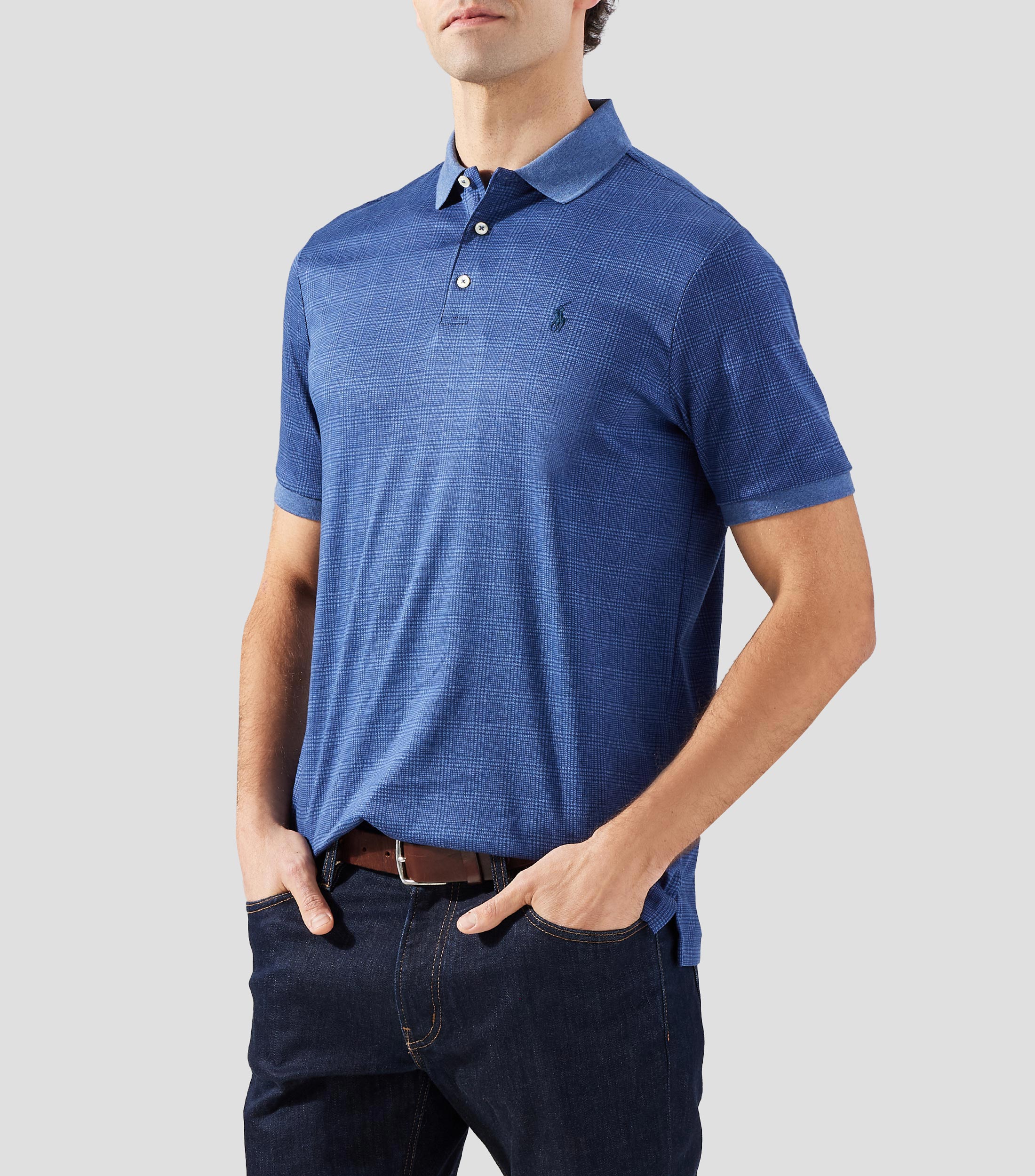 Playera tipo polo manga corta con cuadros Hombre