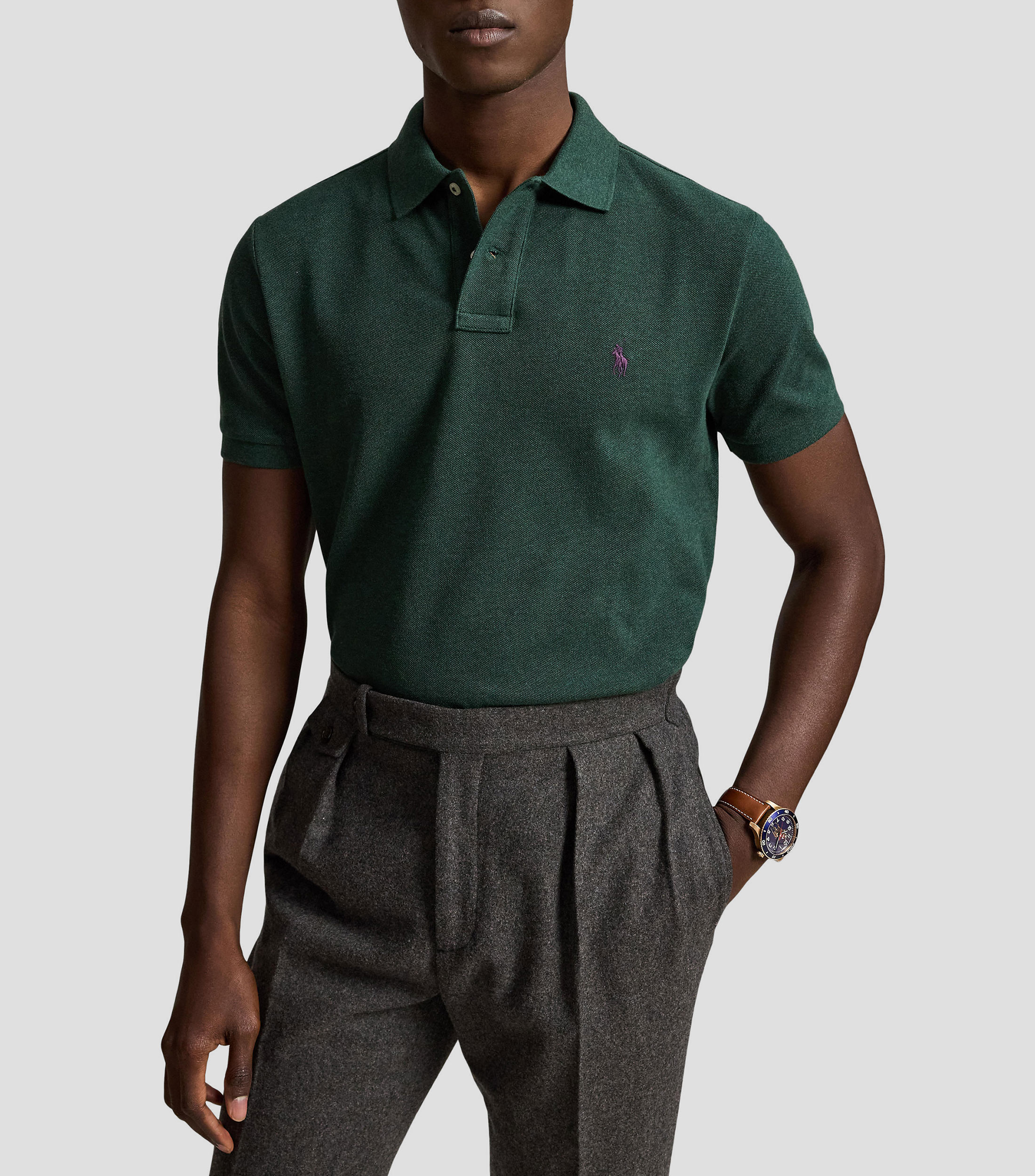 Playera Tipo Polo Manga Corta sólida Hombre