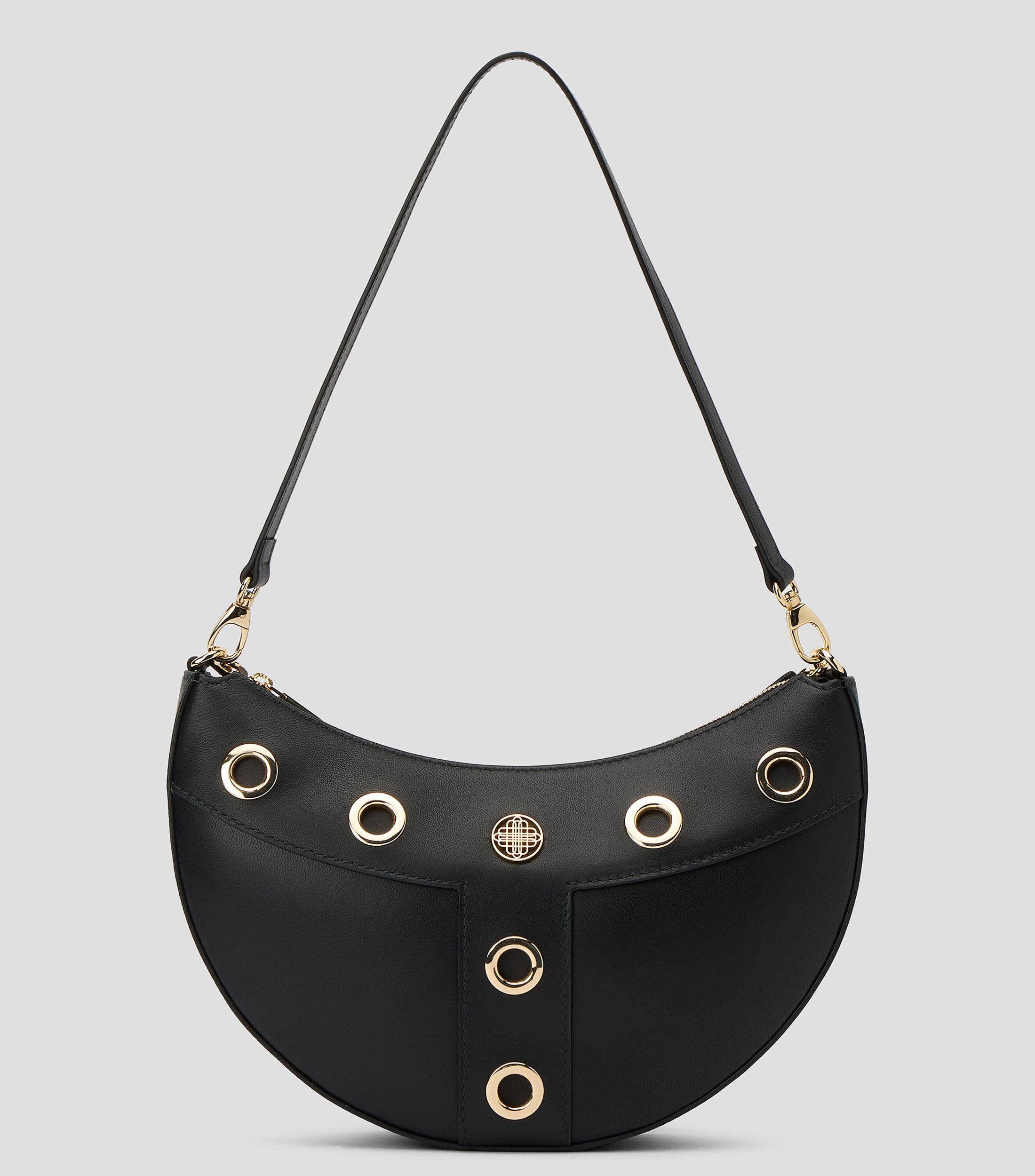 Bolsa hobo en piel lisa con detalle texturizado Mujer