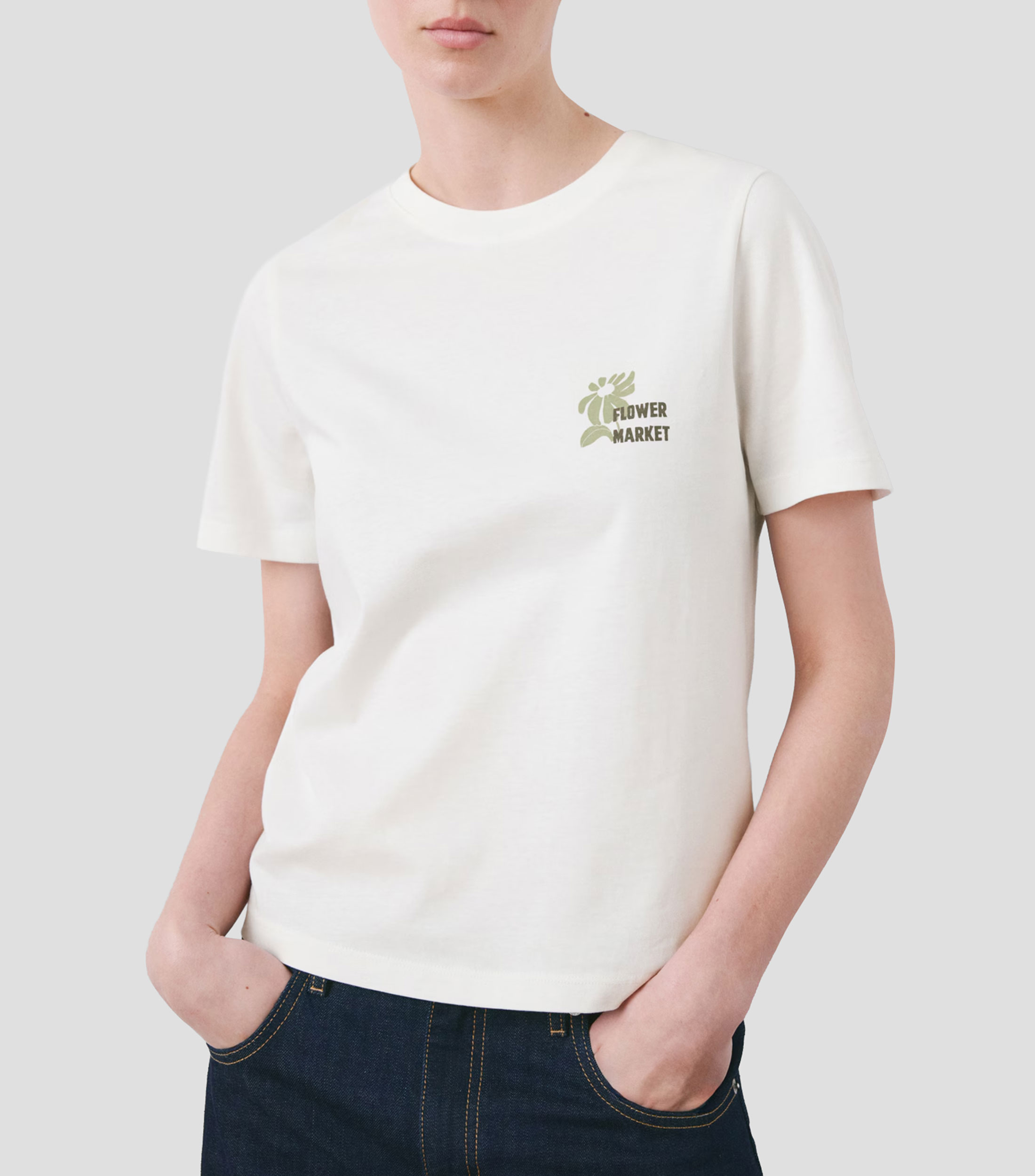 Playera cuello redondo manga corta estampada Mujer