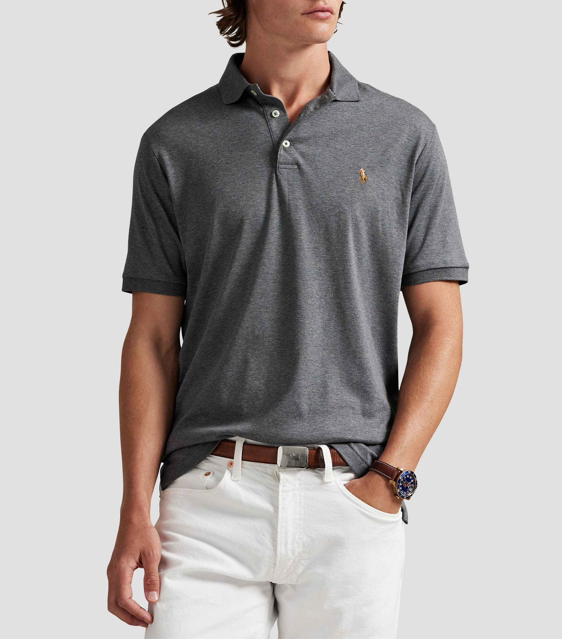 Playera tipo polo manga corta lisa Hombre