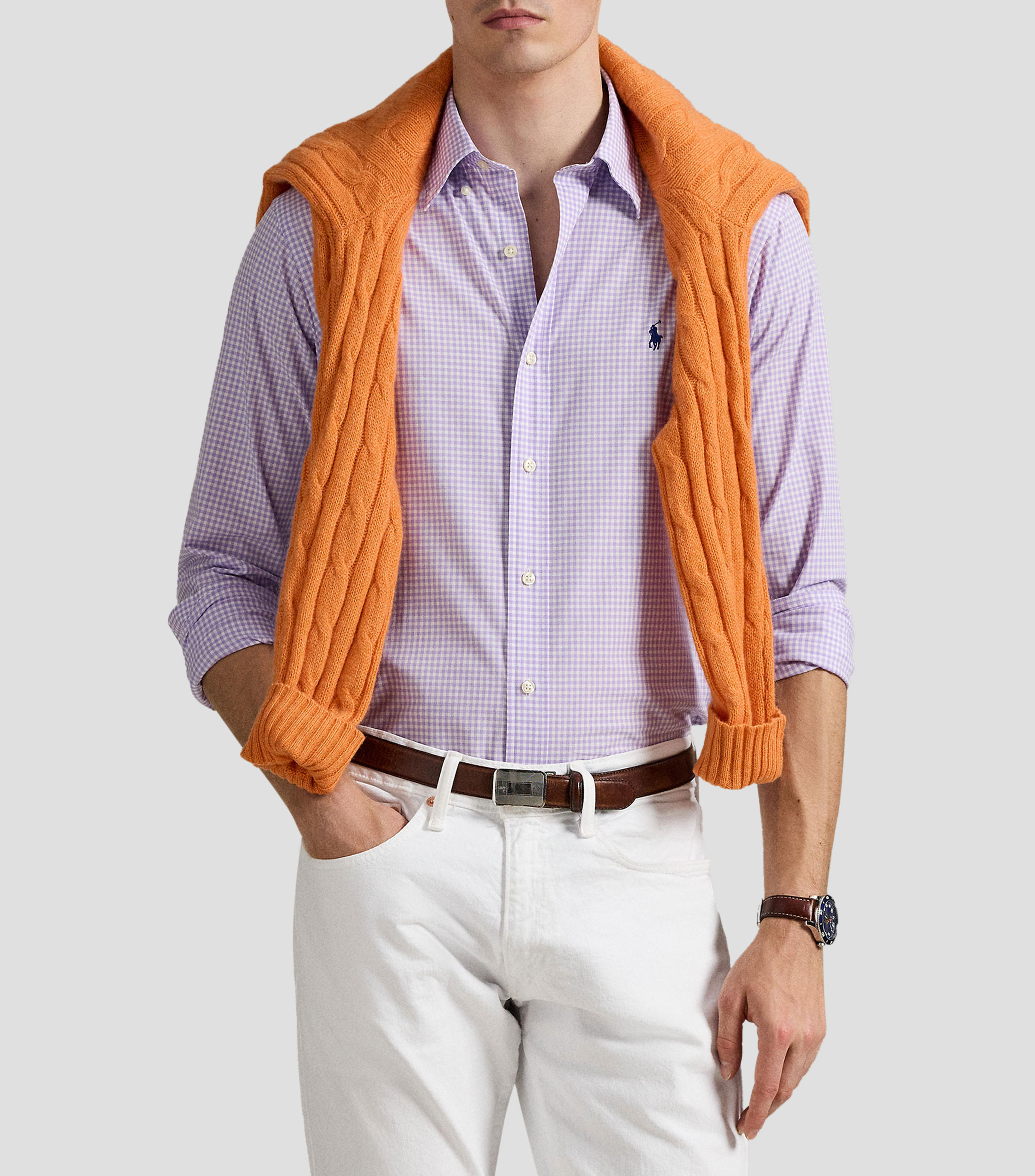 Camisa con cuadros manga larga Hombre