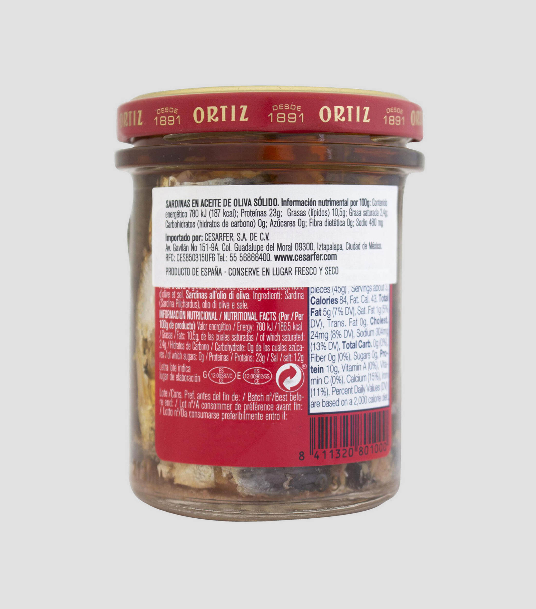 Sardinas en Aceite de Oliva, 190 g