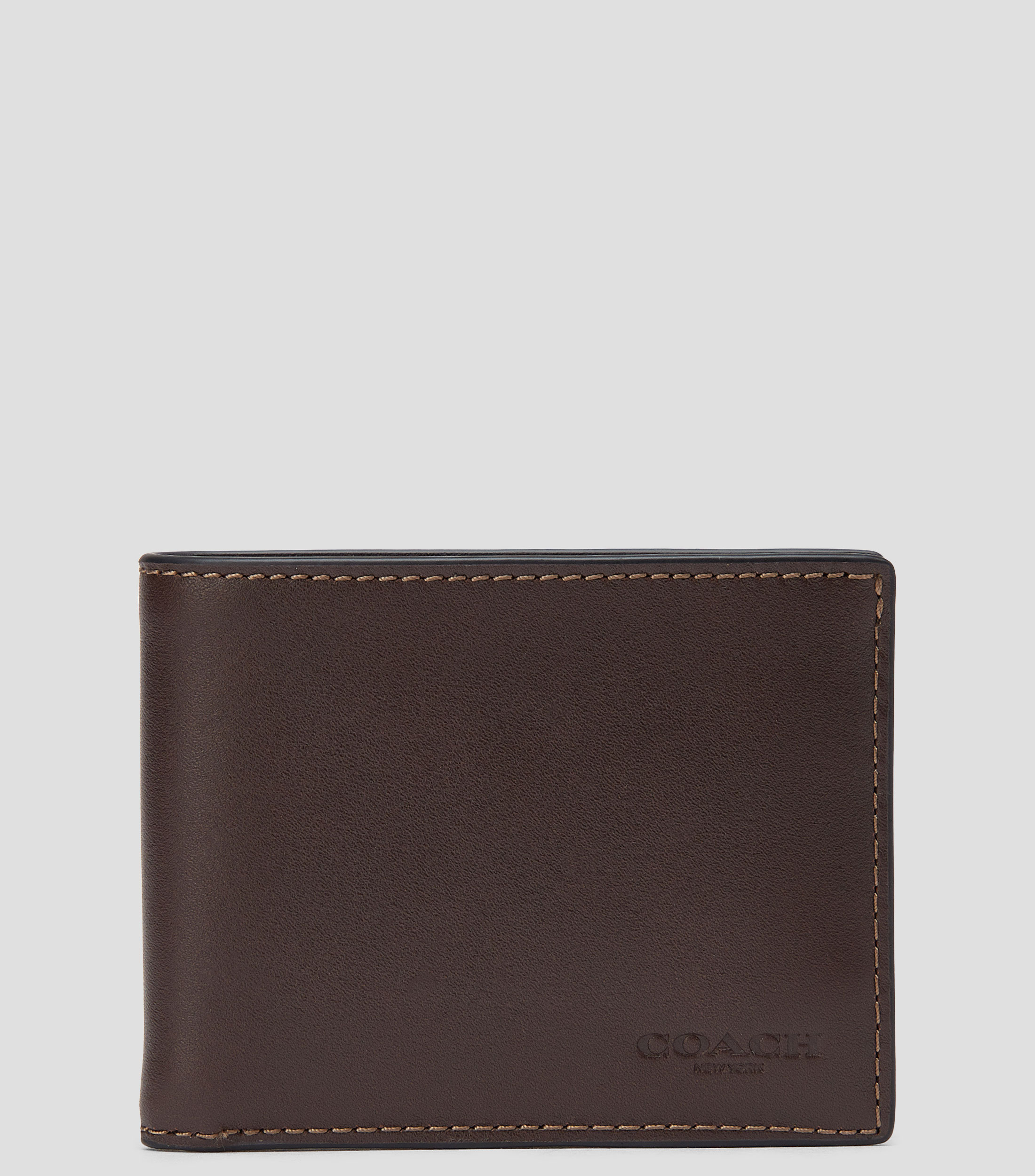 Cartera bifold en piel vacuna liso Hombre