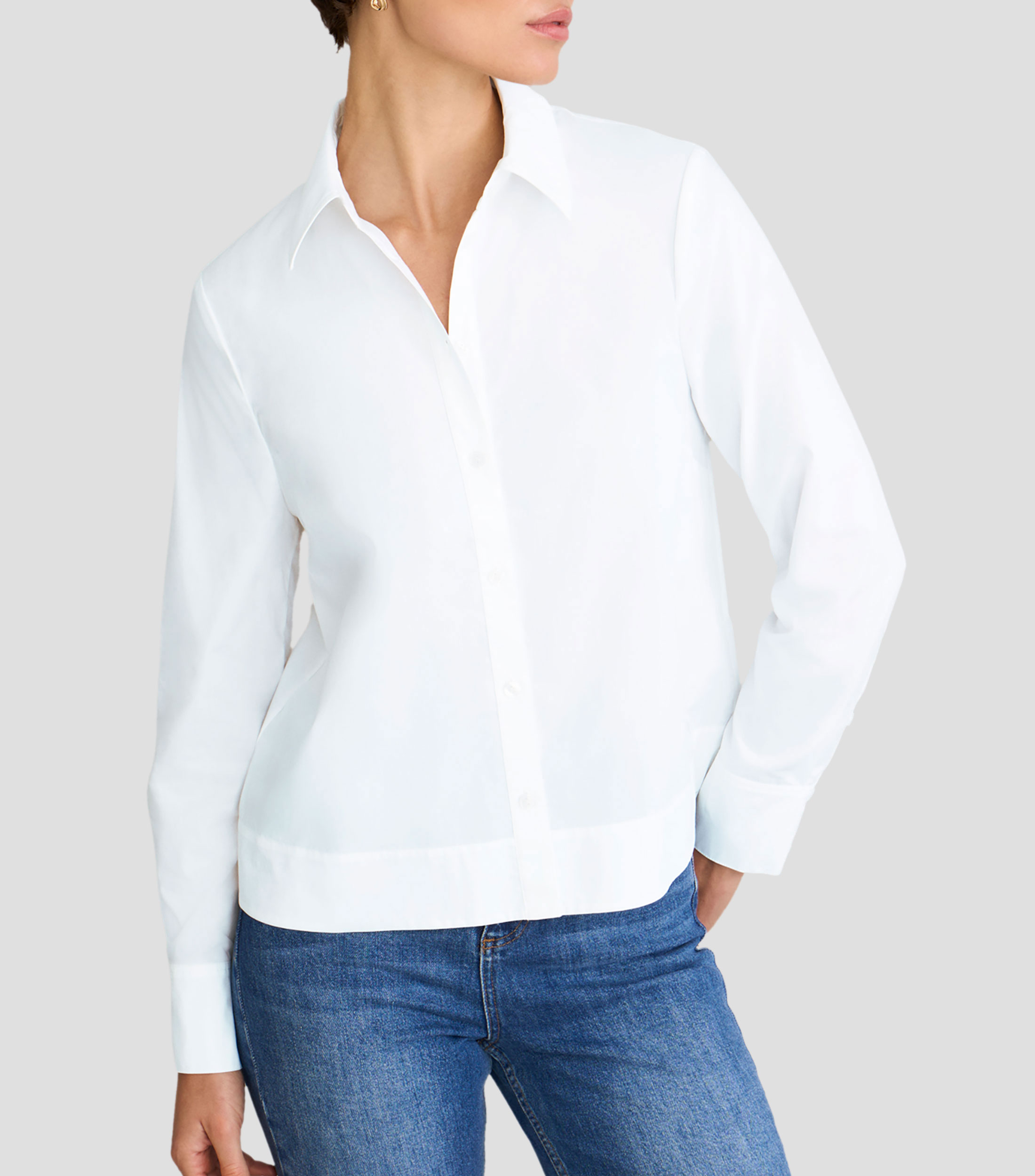 Camisa lisa con manga larga Mujer