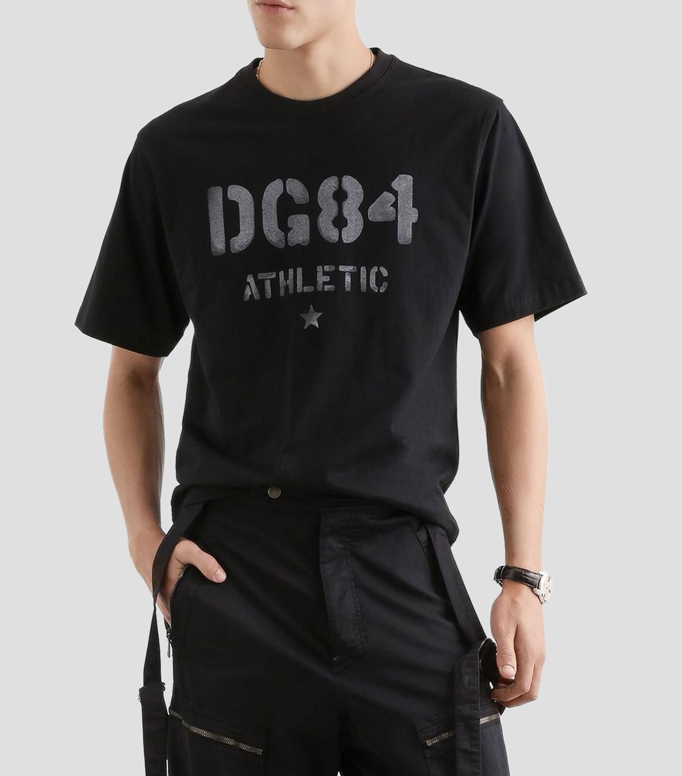 Playera de cuello redondo con manga corta estampada Hombre