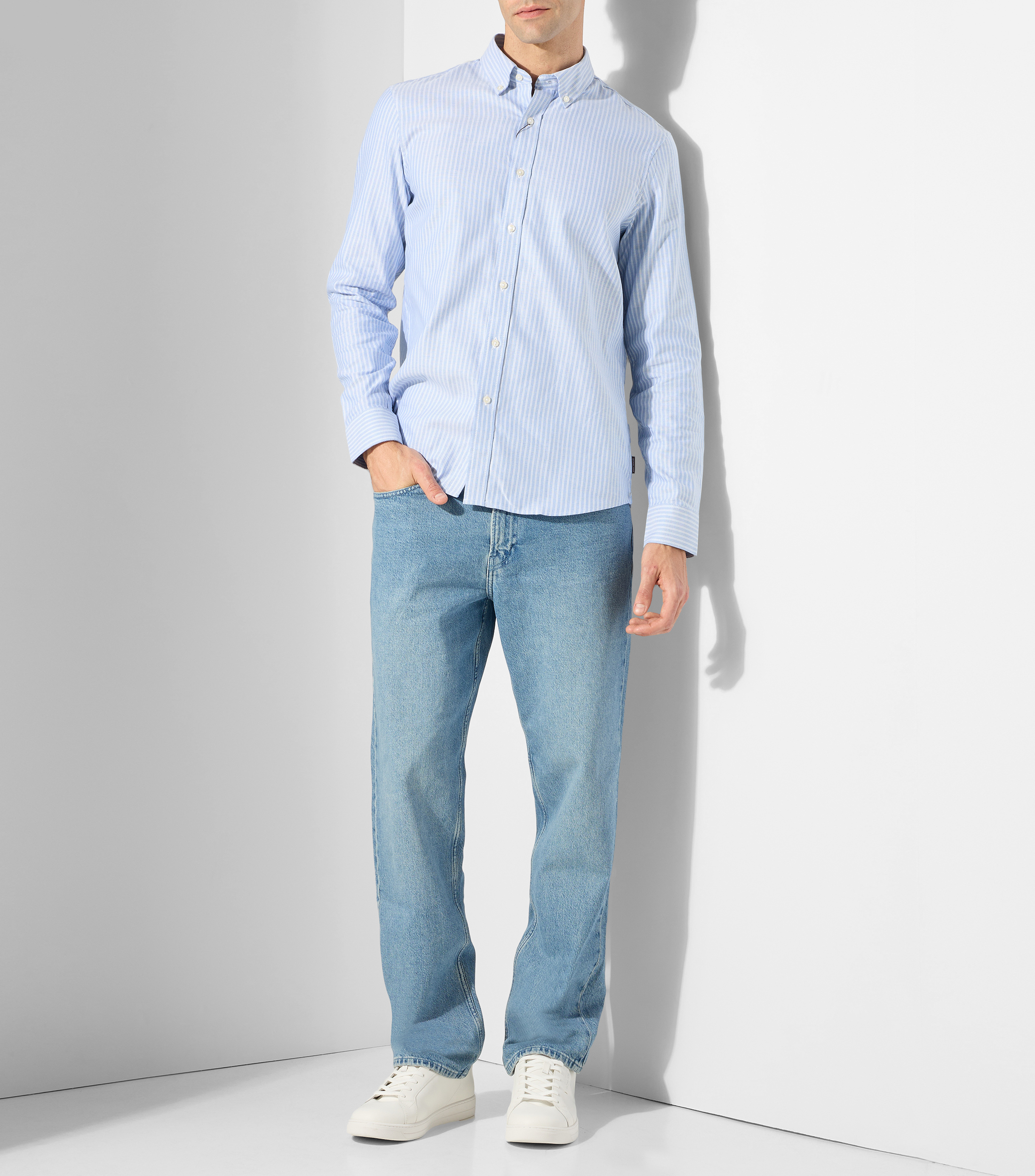 Camisa de rayas con manga larga Hombre