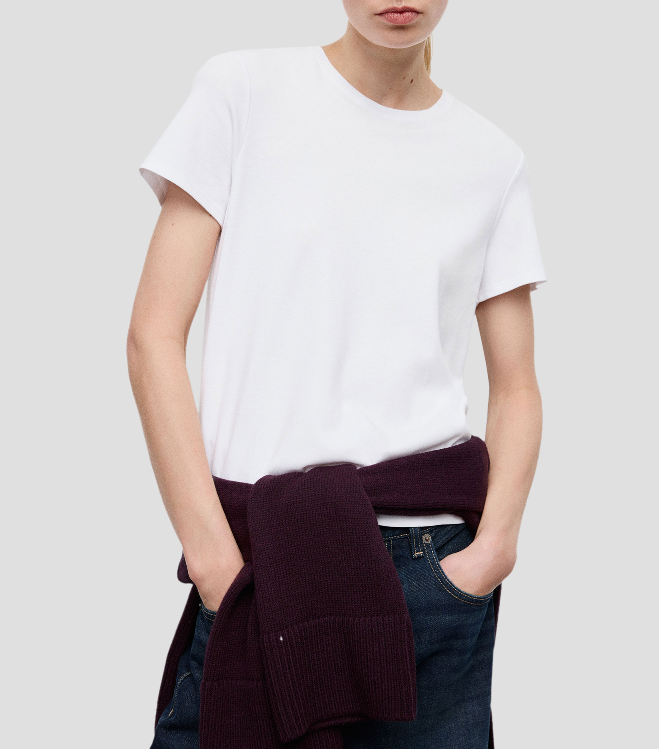 Playera cuello redondo manga corta lisa Mujer