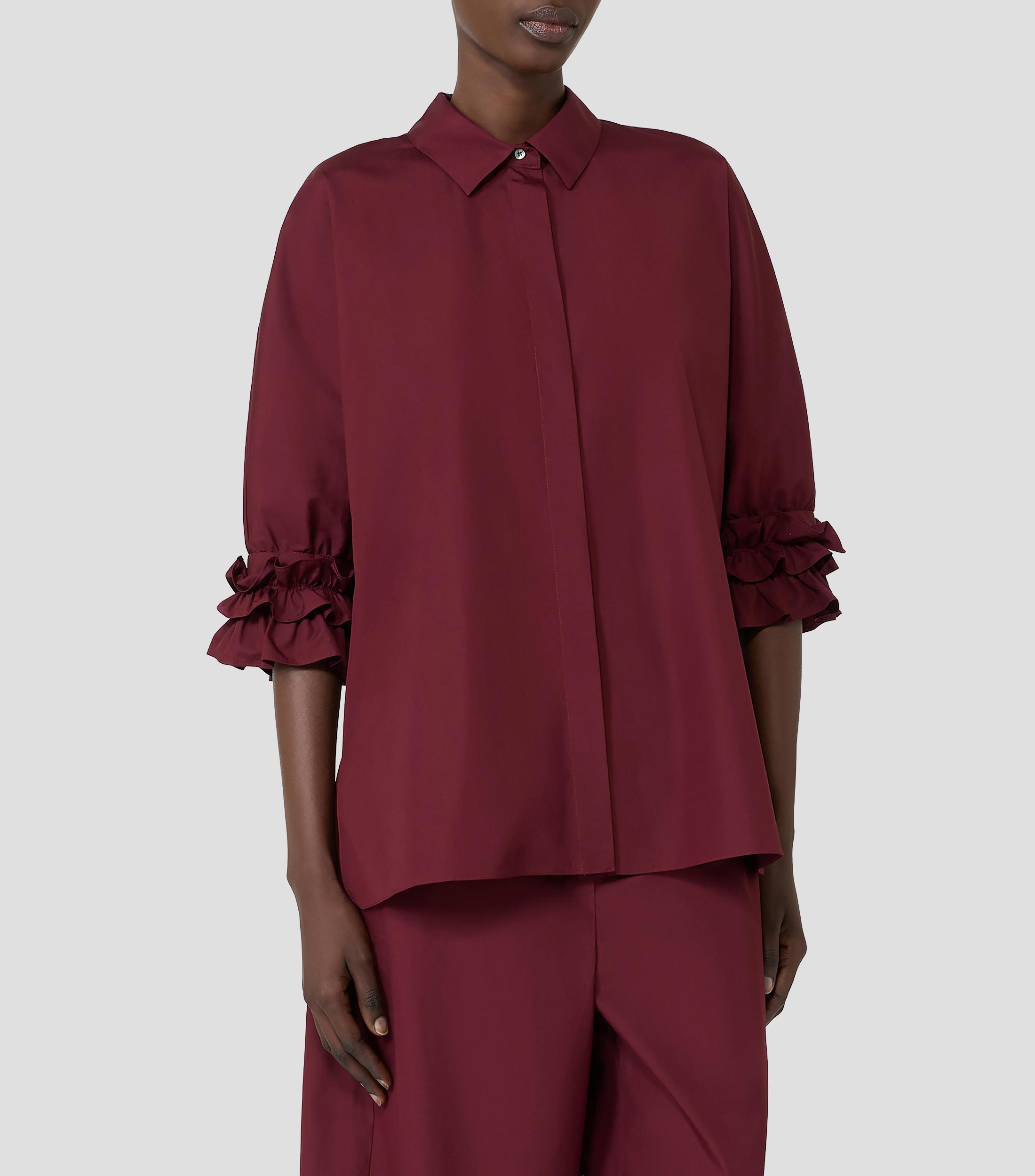 Camisa lisa manga 3/4 Mujer