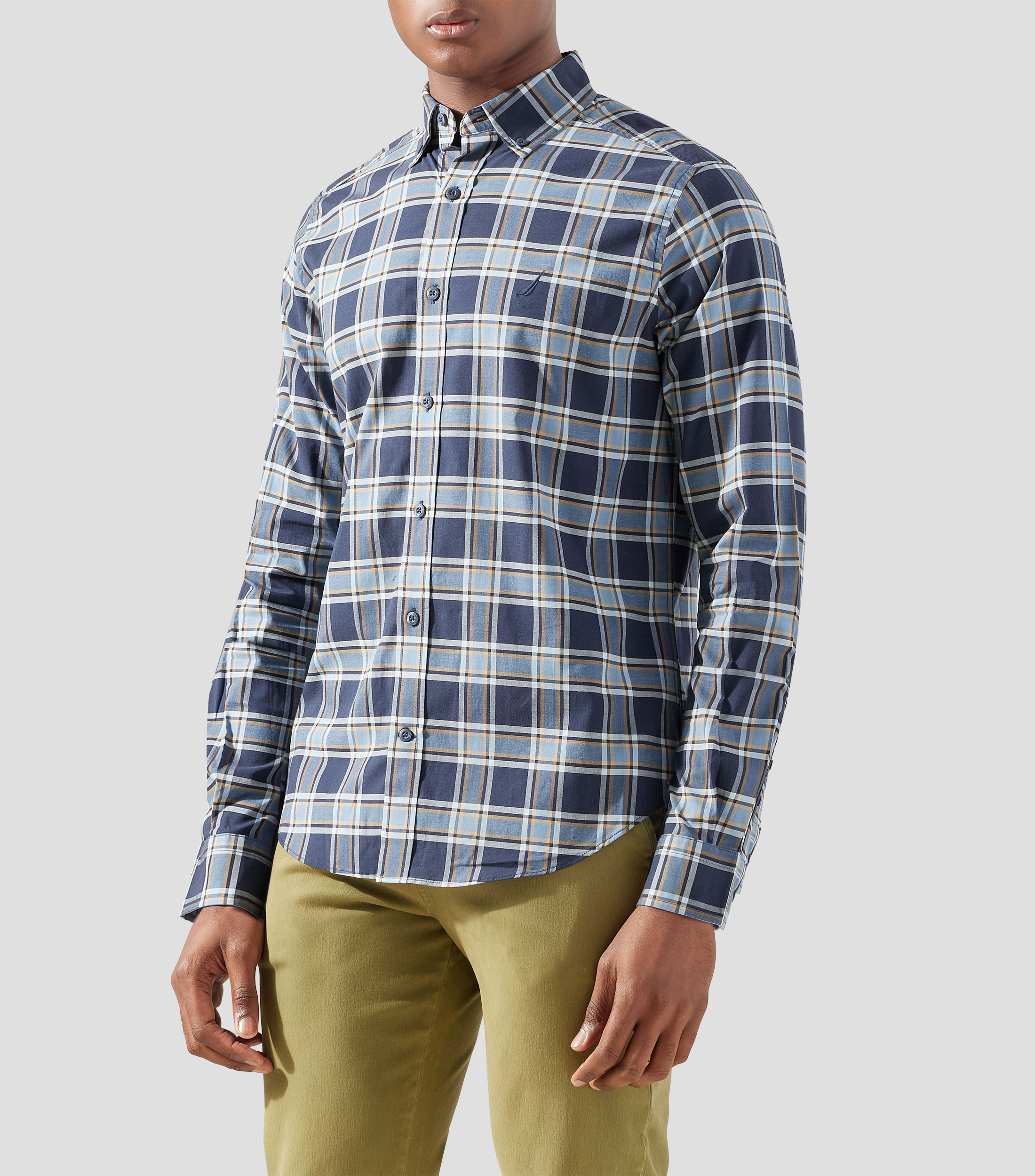 Camisa con cuadros manga larga Hombre
