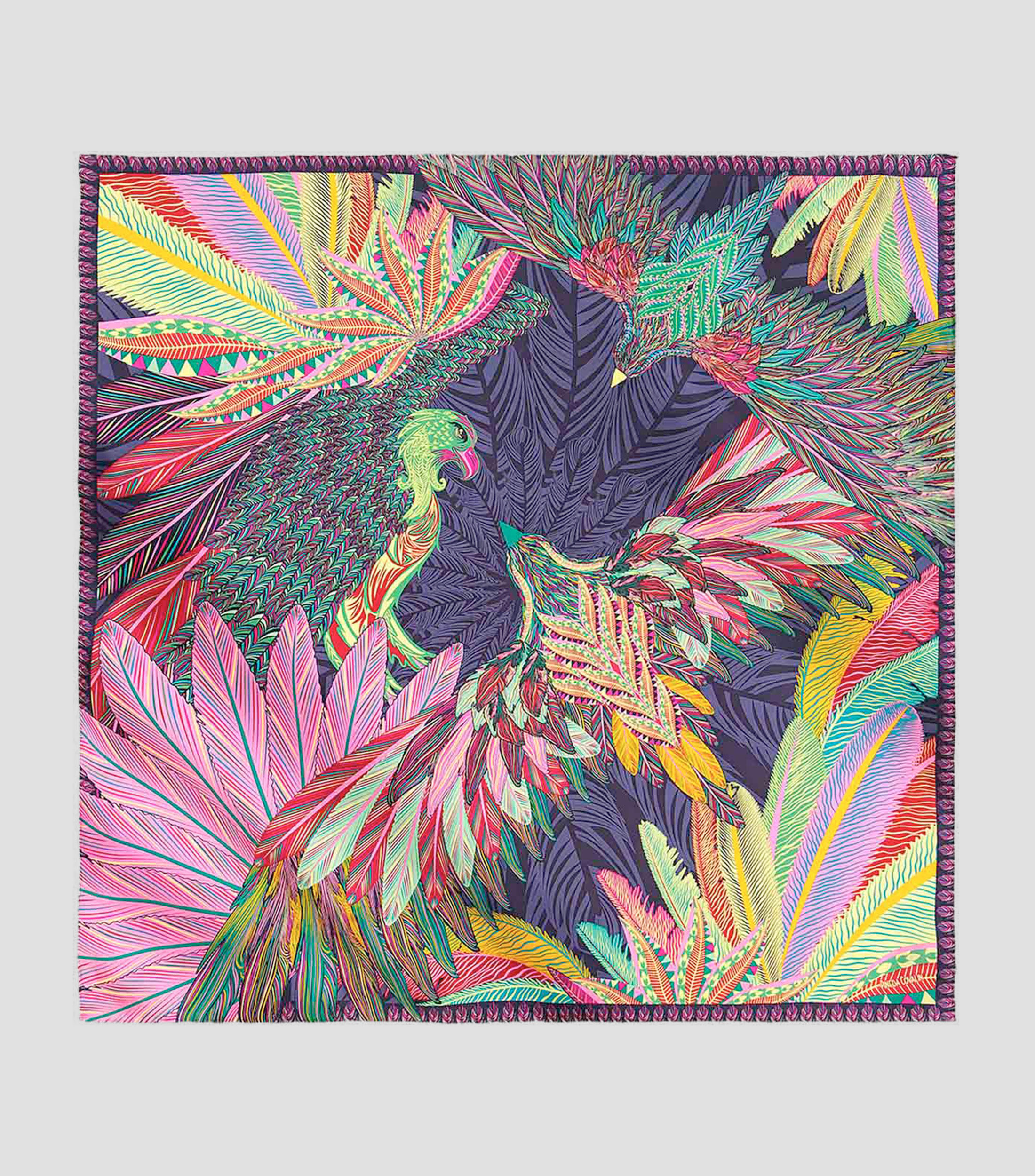 Mascada en seda multicolor águila real Mujer