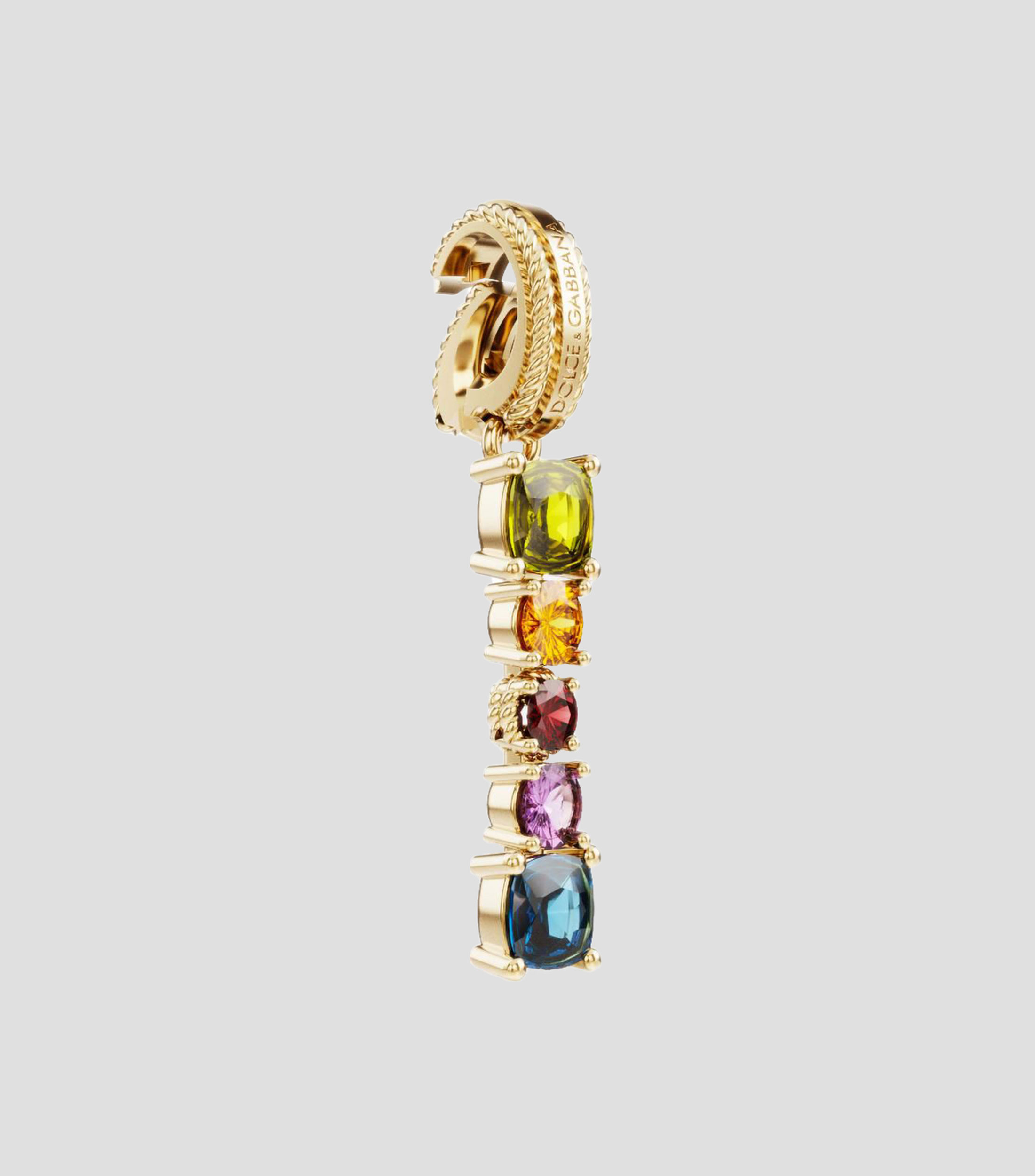 Charm Mini Letra I en Oro de 18 Kilates con gemas naturales Mujer