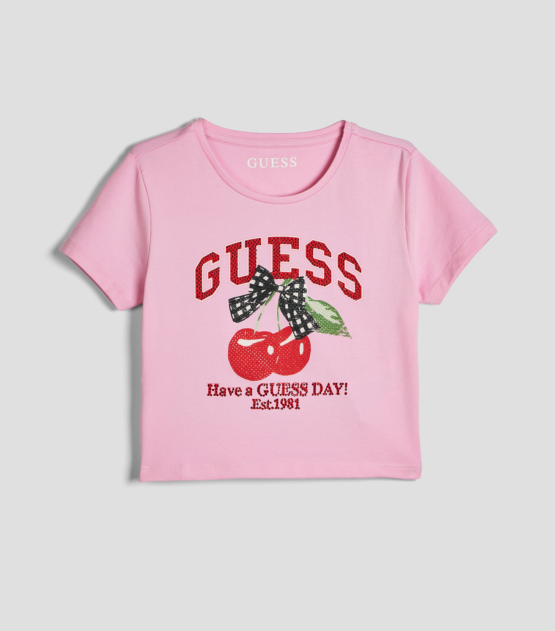 Playera cuello redondo manga corta con estampado Niña