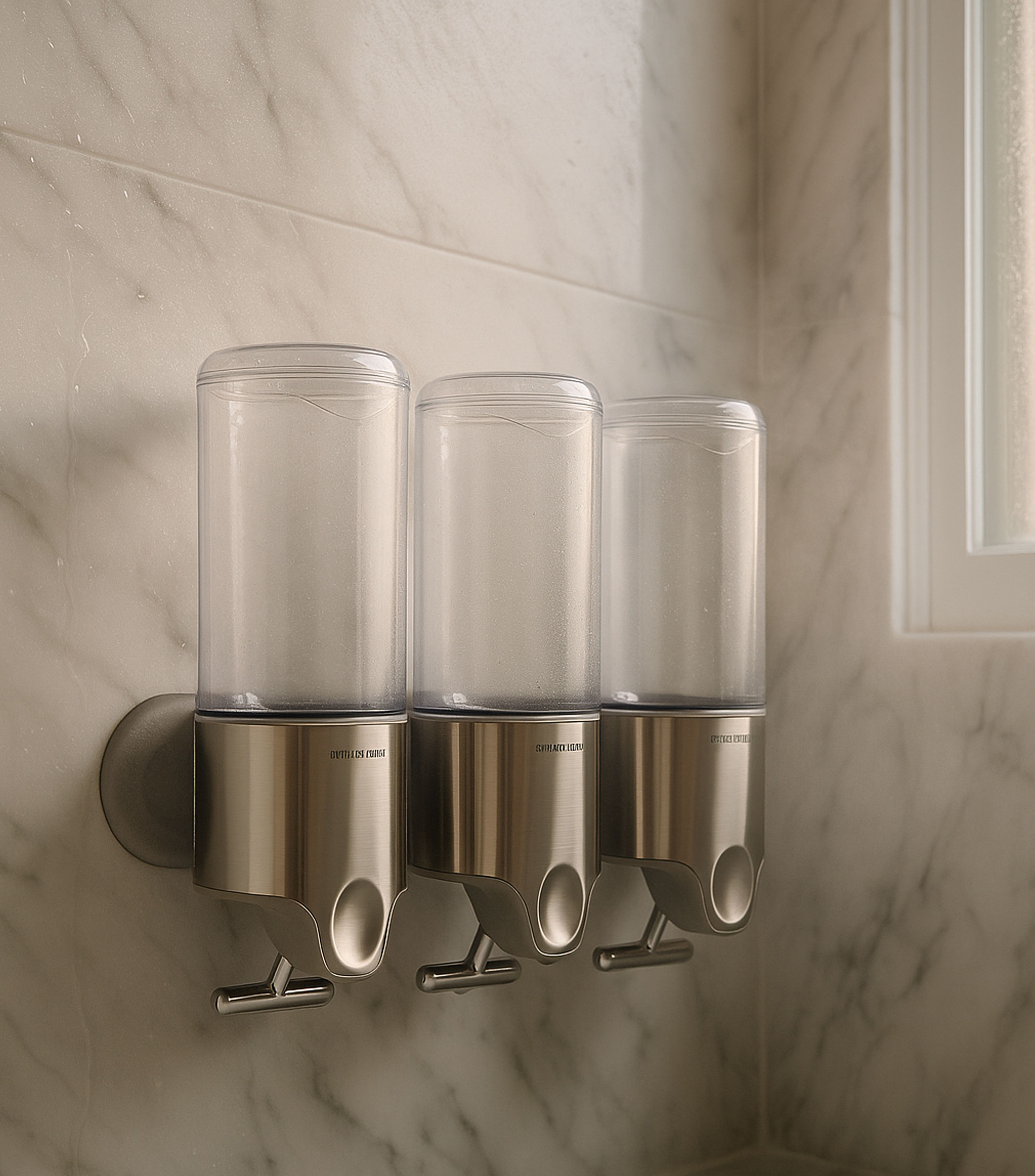 Dispensador de pared para baño triple en Acero Inoxidable