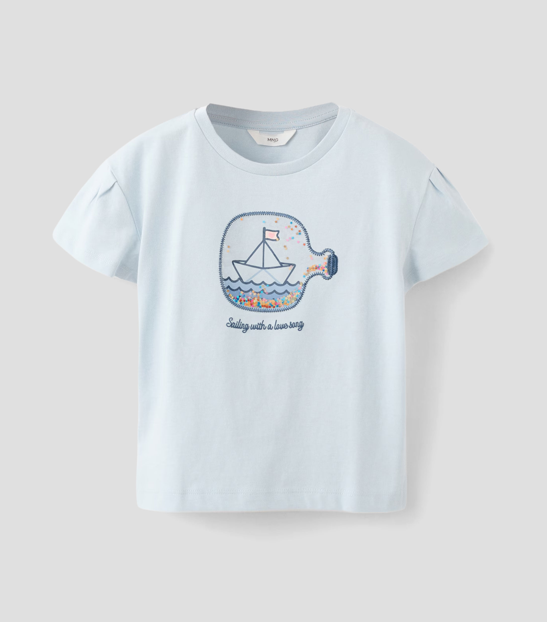 Playera cuello redondo manga corta estampada Niña