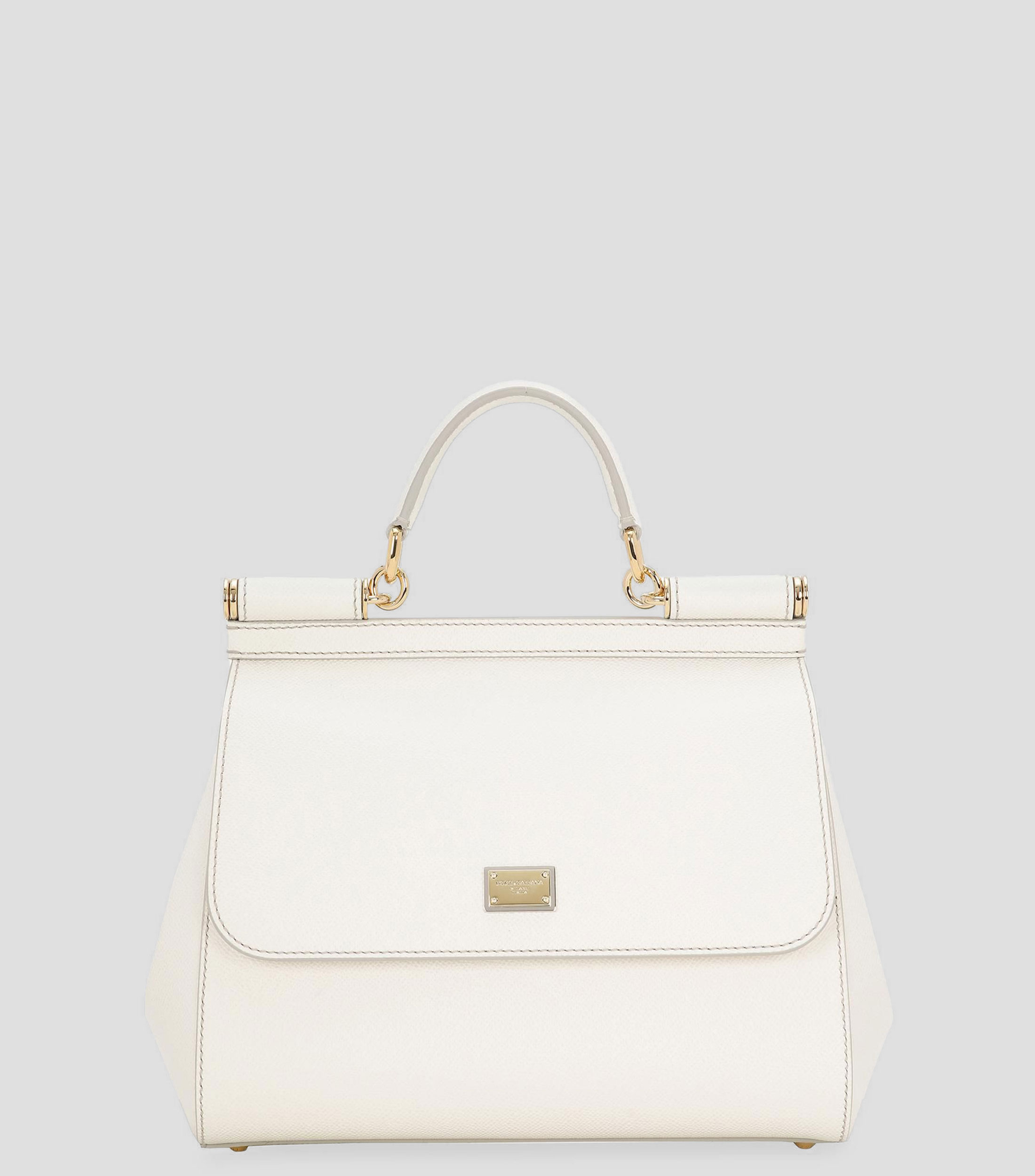 Bolsa satchel blanca en piel Sicily Medium lisa Mujer