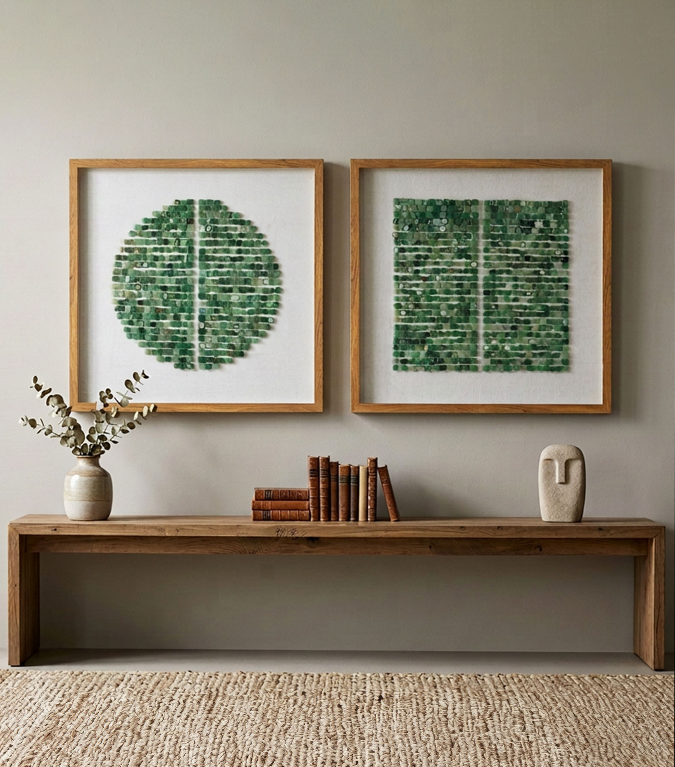 Set 2 Cuadros decorativos Sombras Piedra Verde