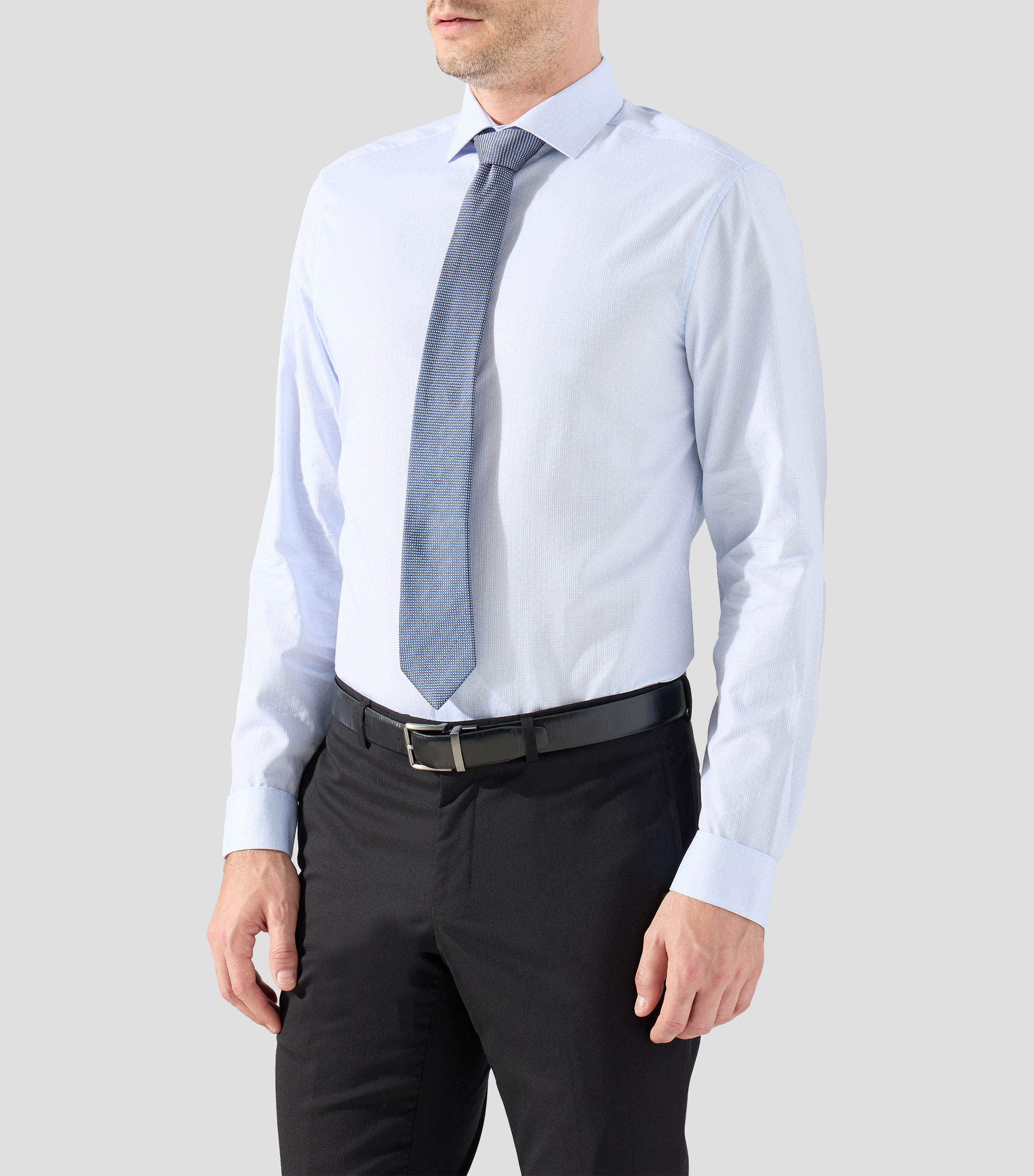 Camisa de vestir con cuadros y manga larga Hombre