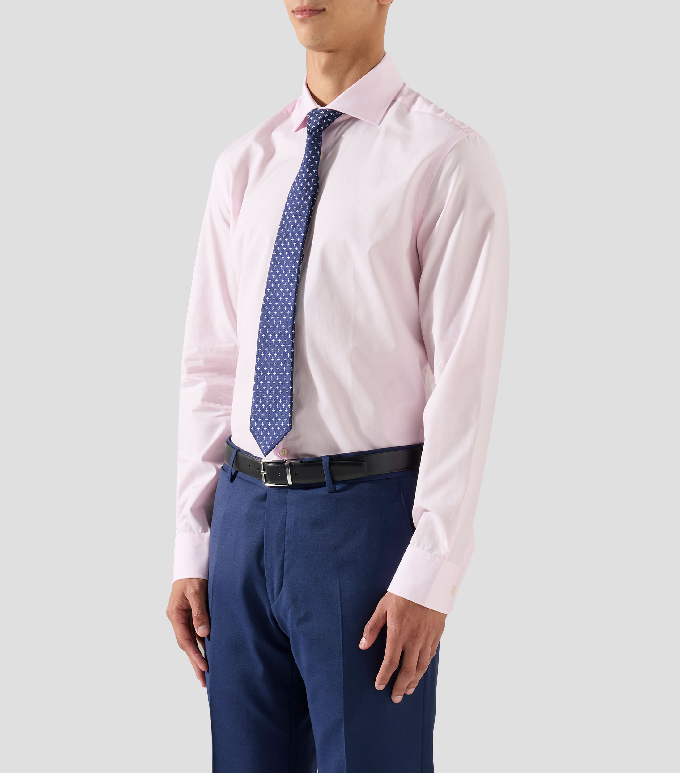Camisa de vestir lisa con manga larga Hombre