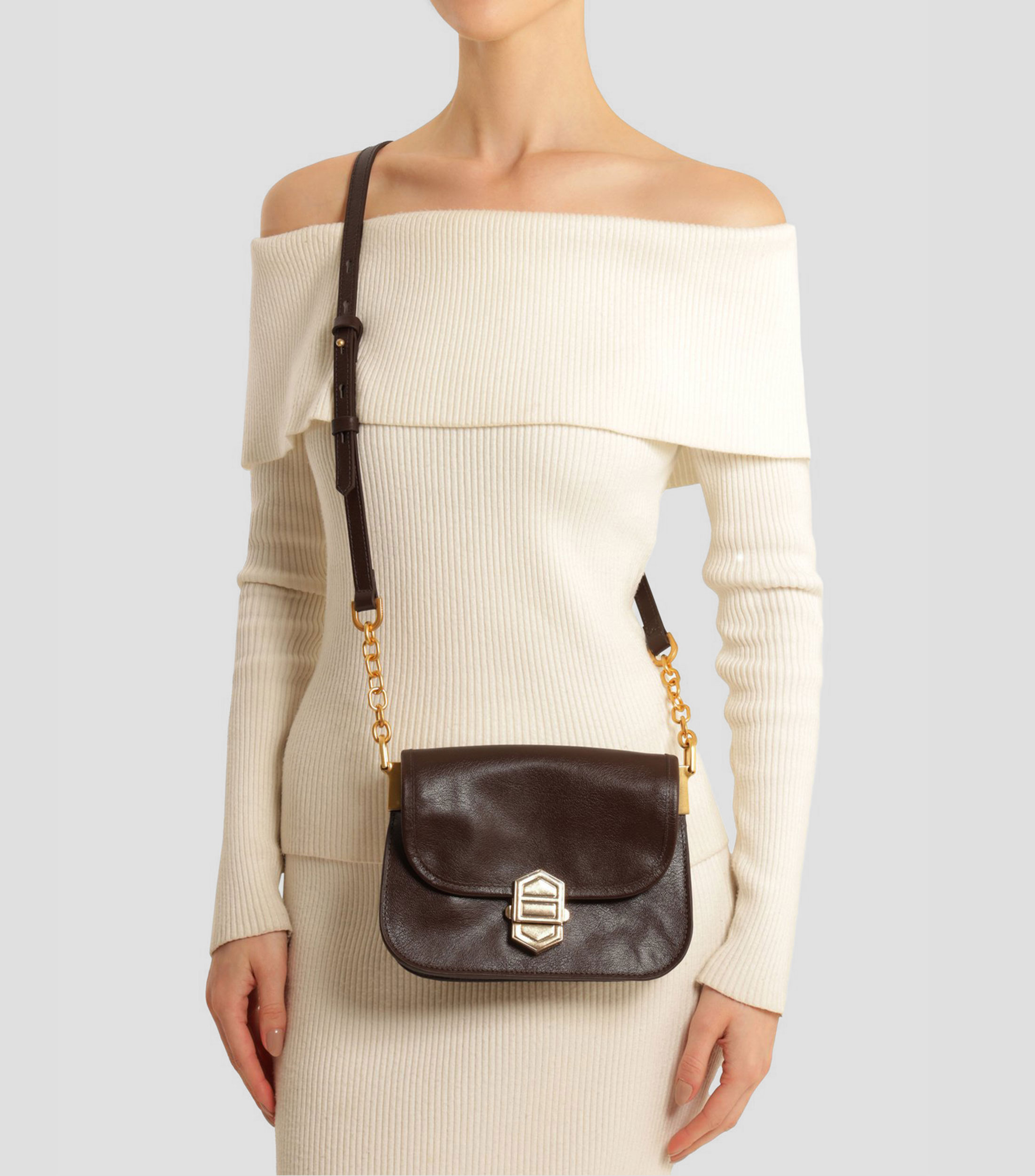 Bolsa Crossbody en piel vacuna lisa Mujer