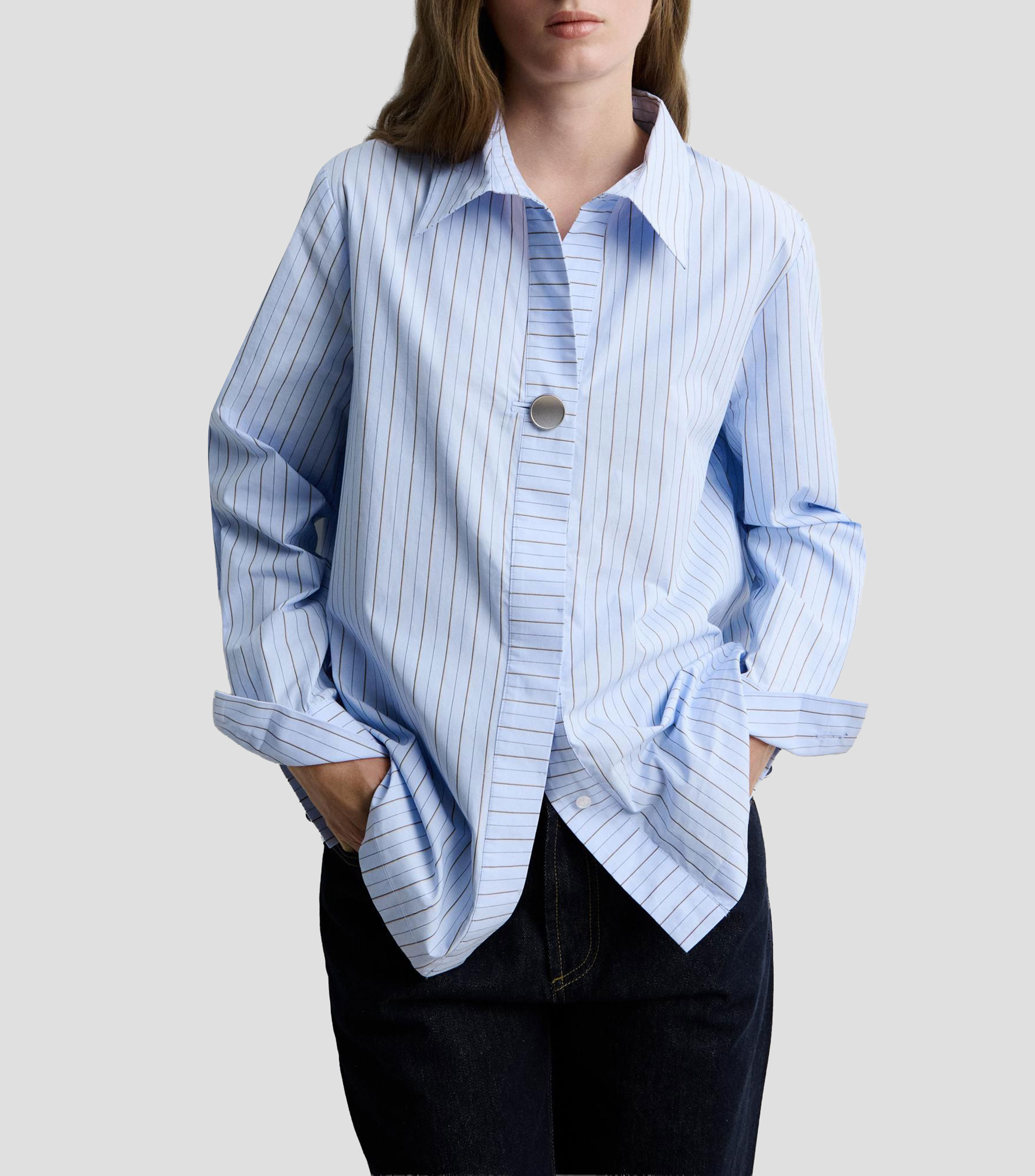 Camisa con rayas manga larga Mujer