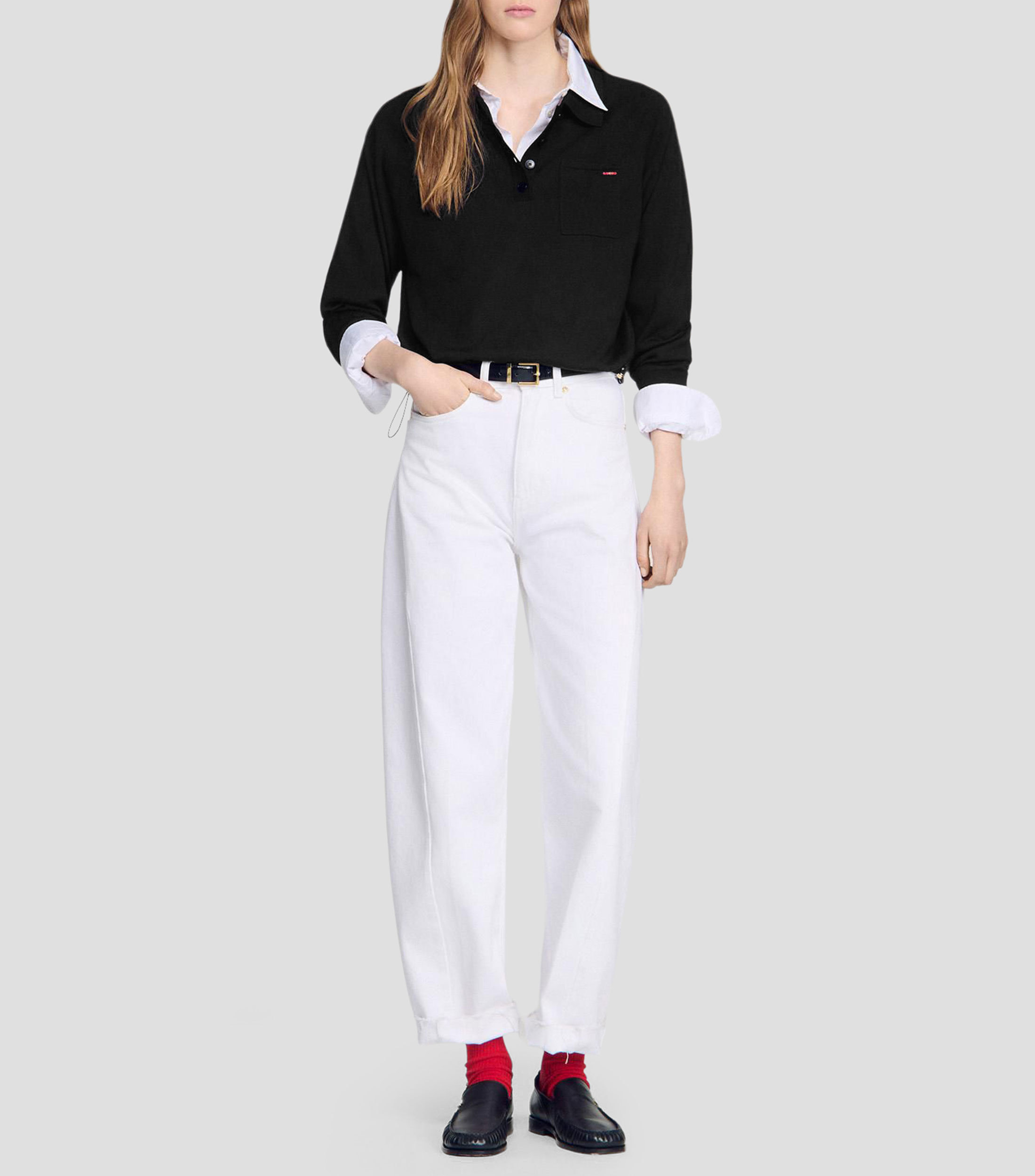 Suéter cuello tipo polo Mujer