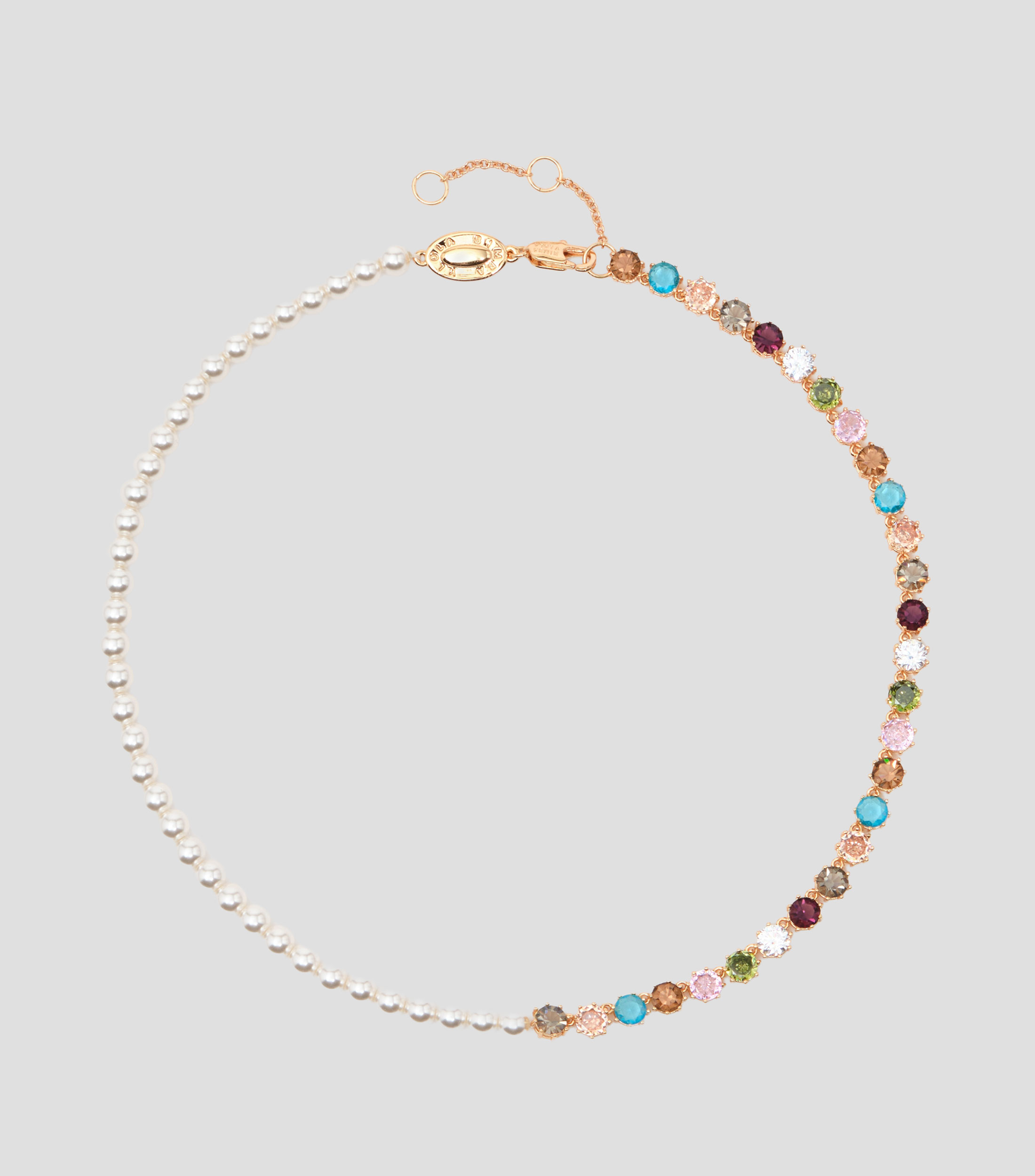 Collar con cristales multicolores y perlas Mujer