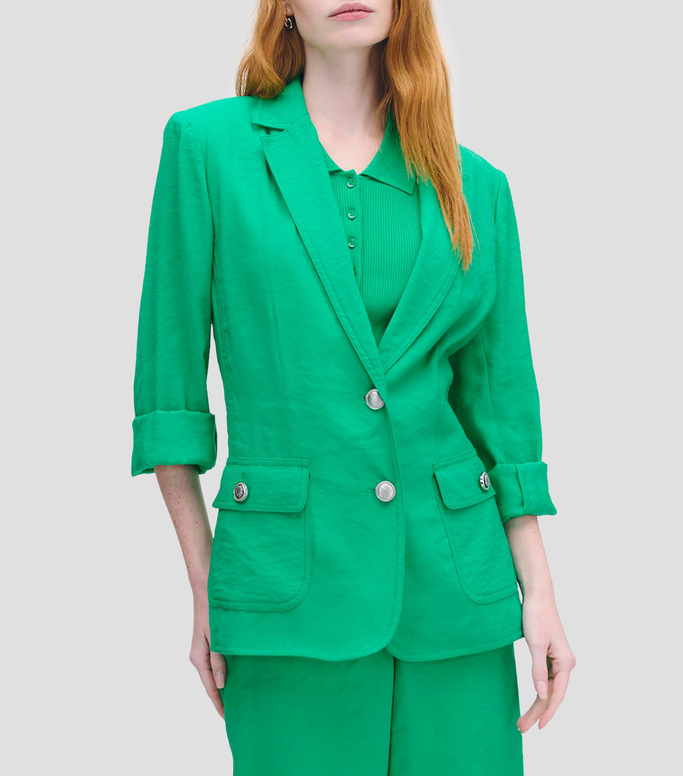 Blazer Efecto Corrugado Con Hombreras Mujer